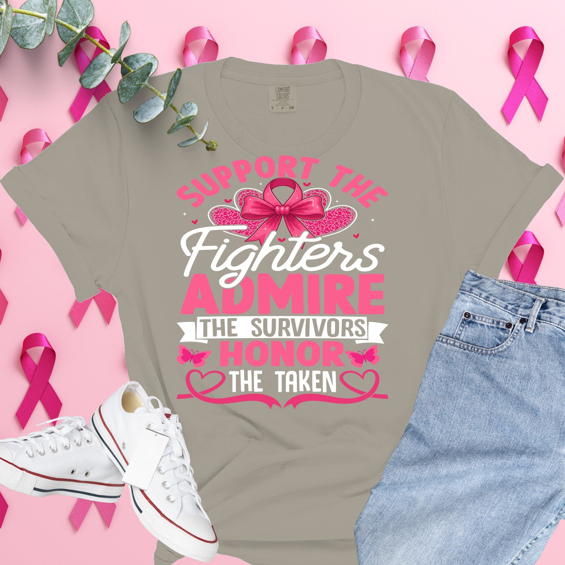  Breast Cancer Awareness Shirt on Comfort Colors® Tee – Pink Ribbon, October Support, Halloween Theme