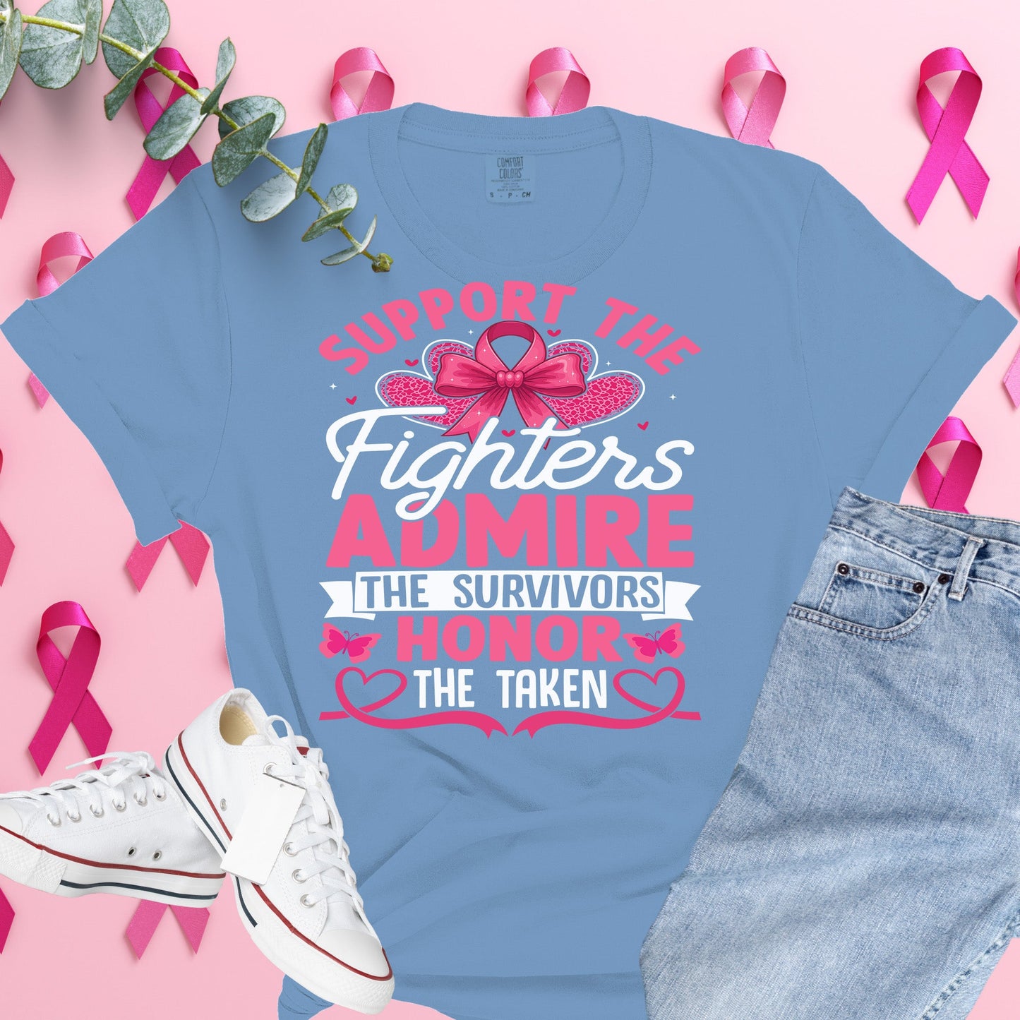  Breast Cancer Awareness Shirt on Comfort Colors® Tee – Pink Ribbon, October Support, Halloween Theme