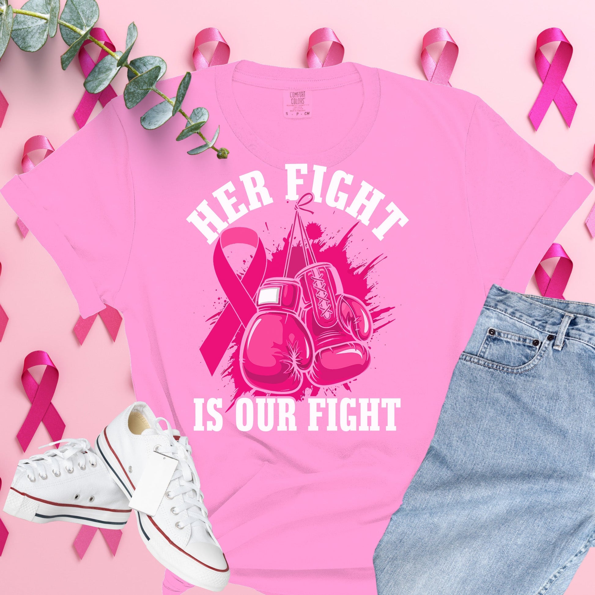  Breast Cancer Awareness Shirt on Comfort Colors® Tee – Pink Ribbon, October Support, Halloween Theme