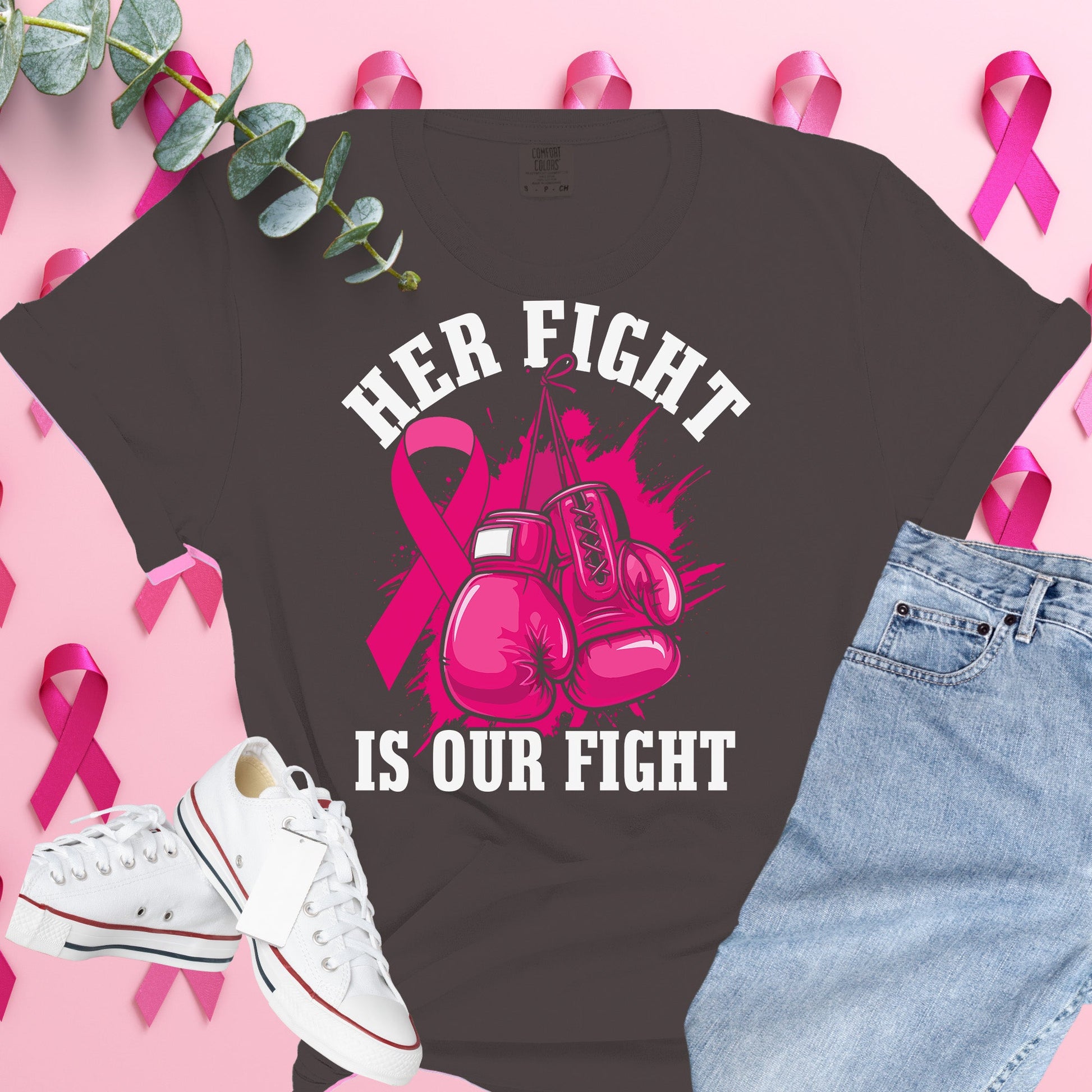  Breast Cancer Awareness Shirt on Comfort Colors® Tee – Pink Ribbon, October Support, Halloween Theme