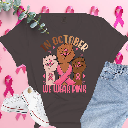  Breast Cancer Awareness Shirt on Comfort Colors® Tee – Pink Ribbon, October Support, Halloween Theme