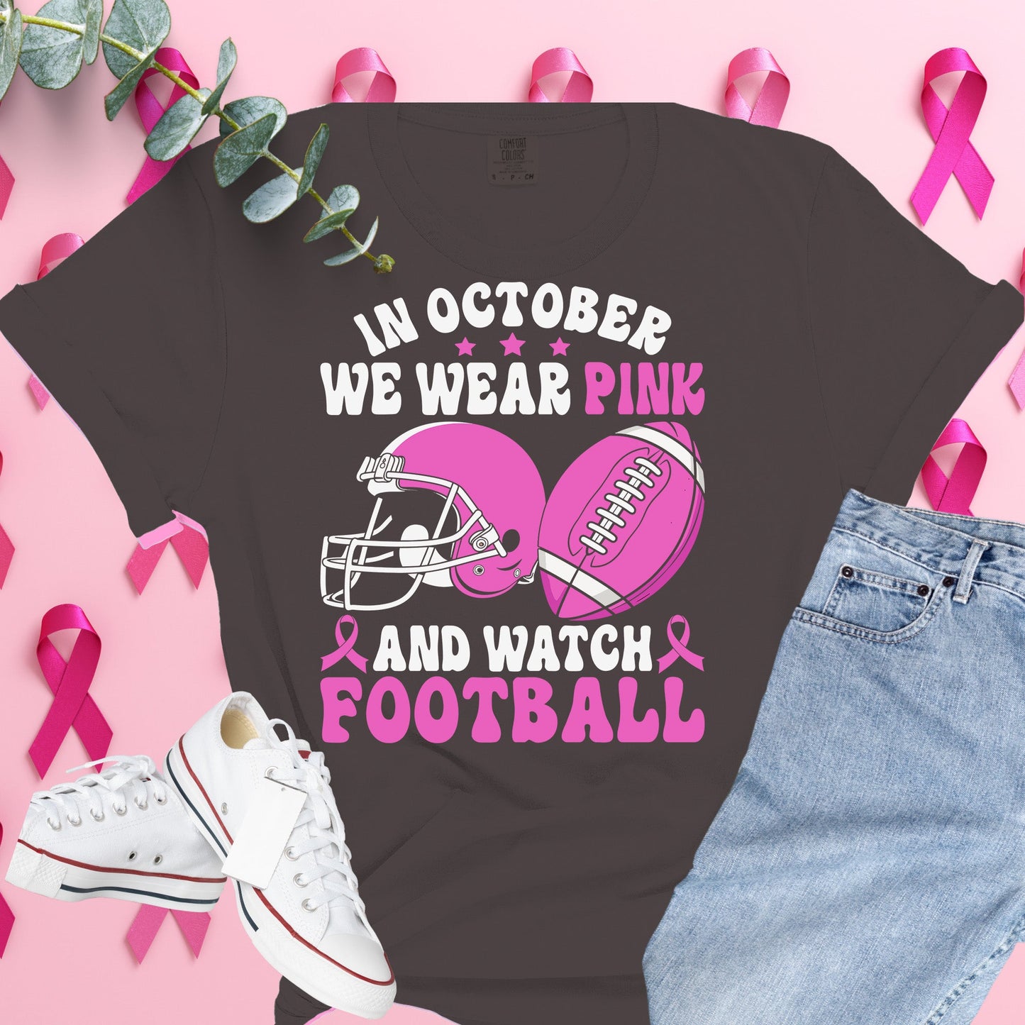  Breast Cancer Awareness Shirt on Comfort Colors® Tee – Pink Ribbon, October Support, Halloween Theme