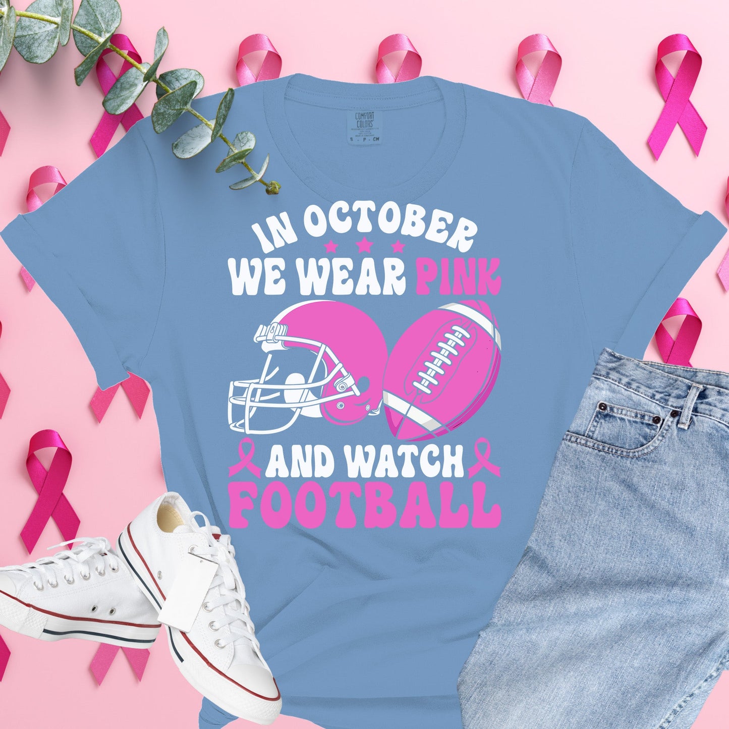  Breast Cancer Awareness Shirt on Comfort Colors® Tee – Pink Ribbon, October Support, Halloween Theme