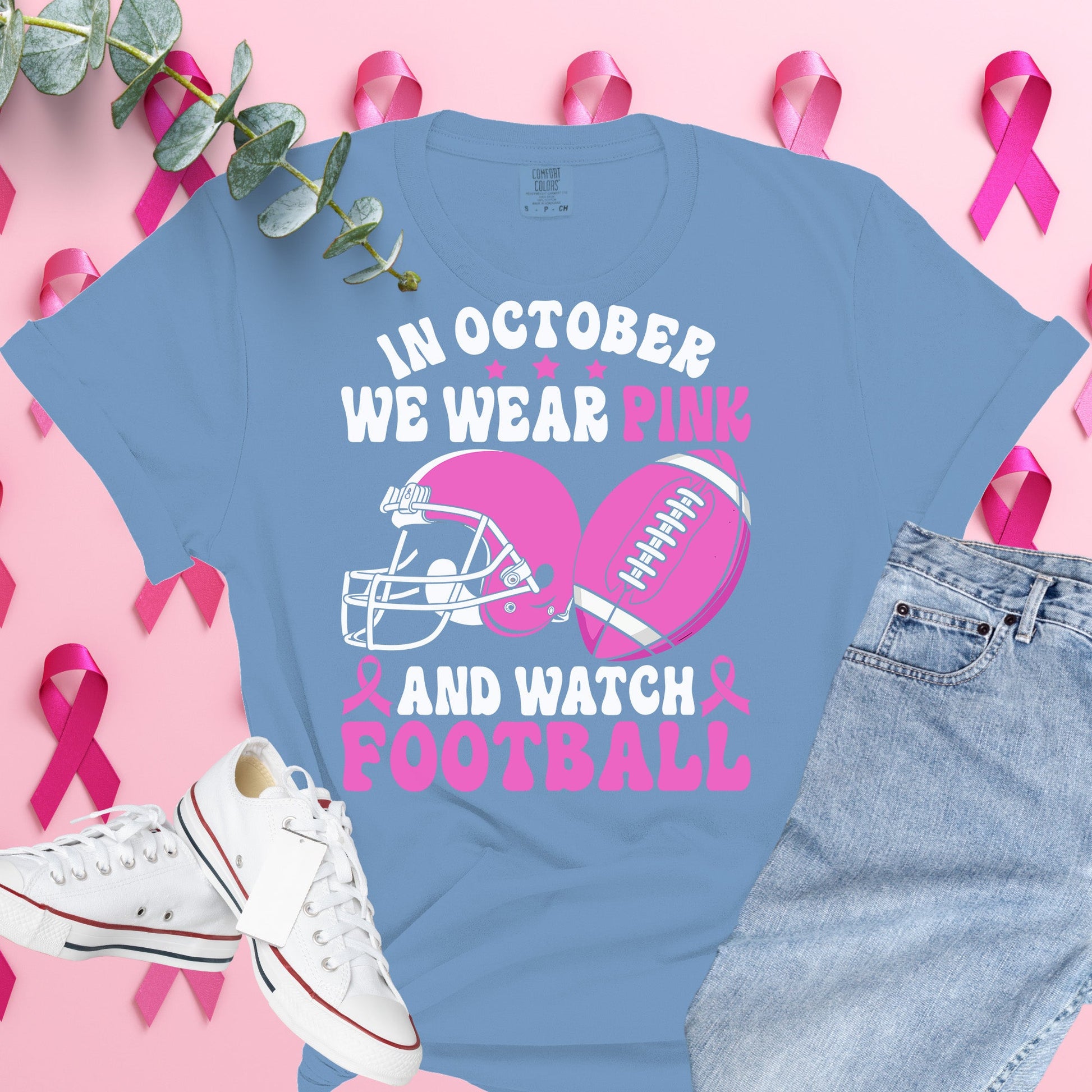  Breast Cancer Awareness Shirt on Comfort Colors® Tee – Pink Ribbon, October Support, Halloween Theme