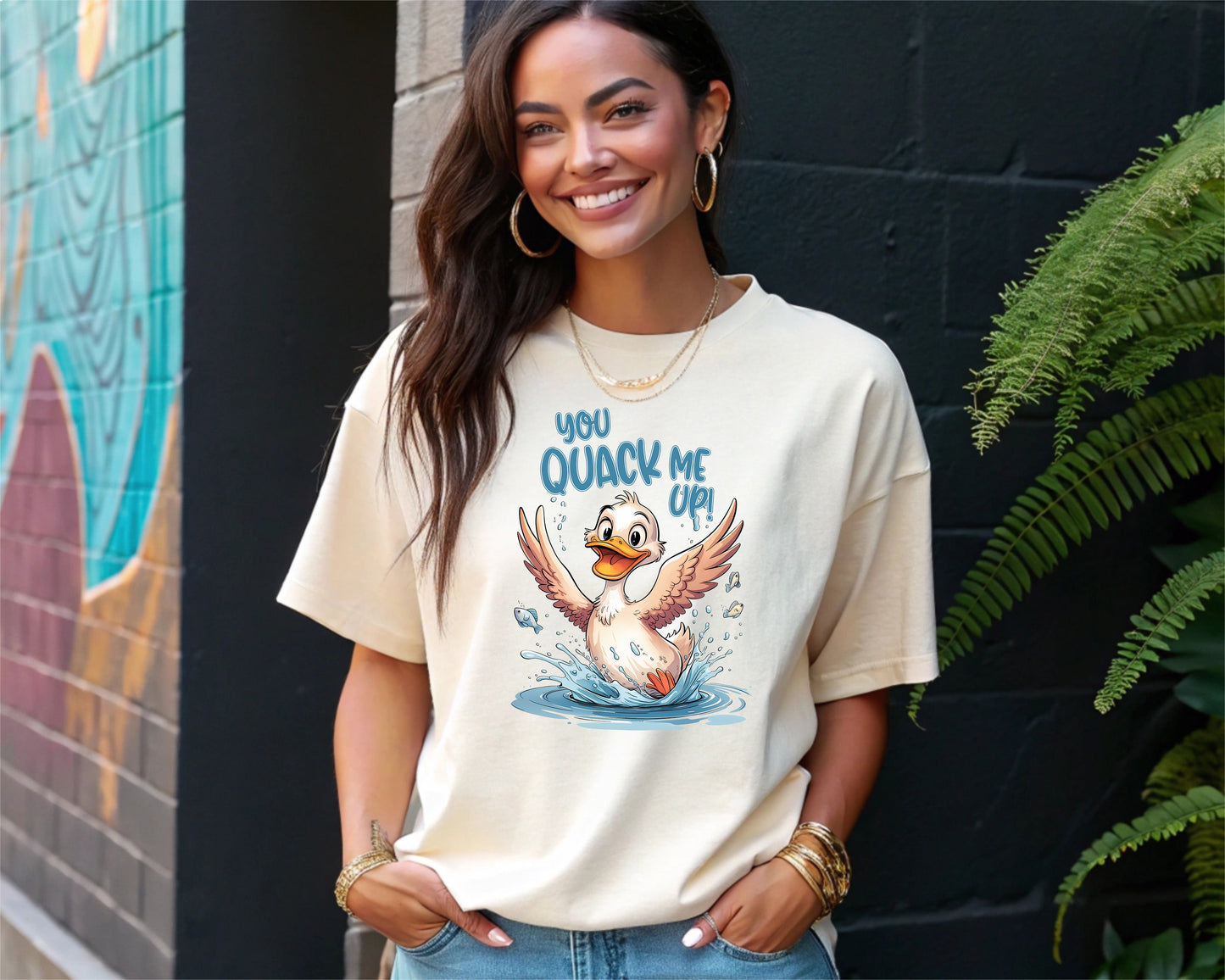 Funny Duck T-Shirt You Quack Me Up Cute Cartoon Animal Lover Gift Retro Graphic Tee