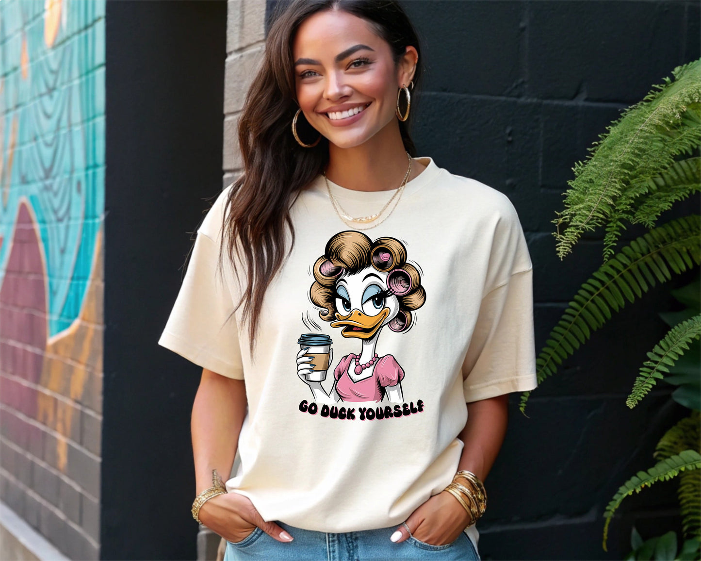 Funny Duck T-Shirt Go Duck Yourself Tee with Hilarious Cartoon Graphic Sarcastic Humor Animal Lover Gift