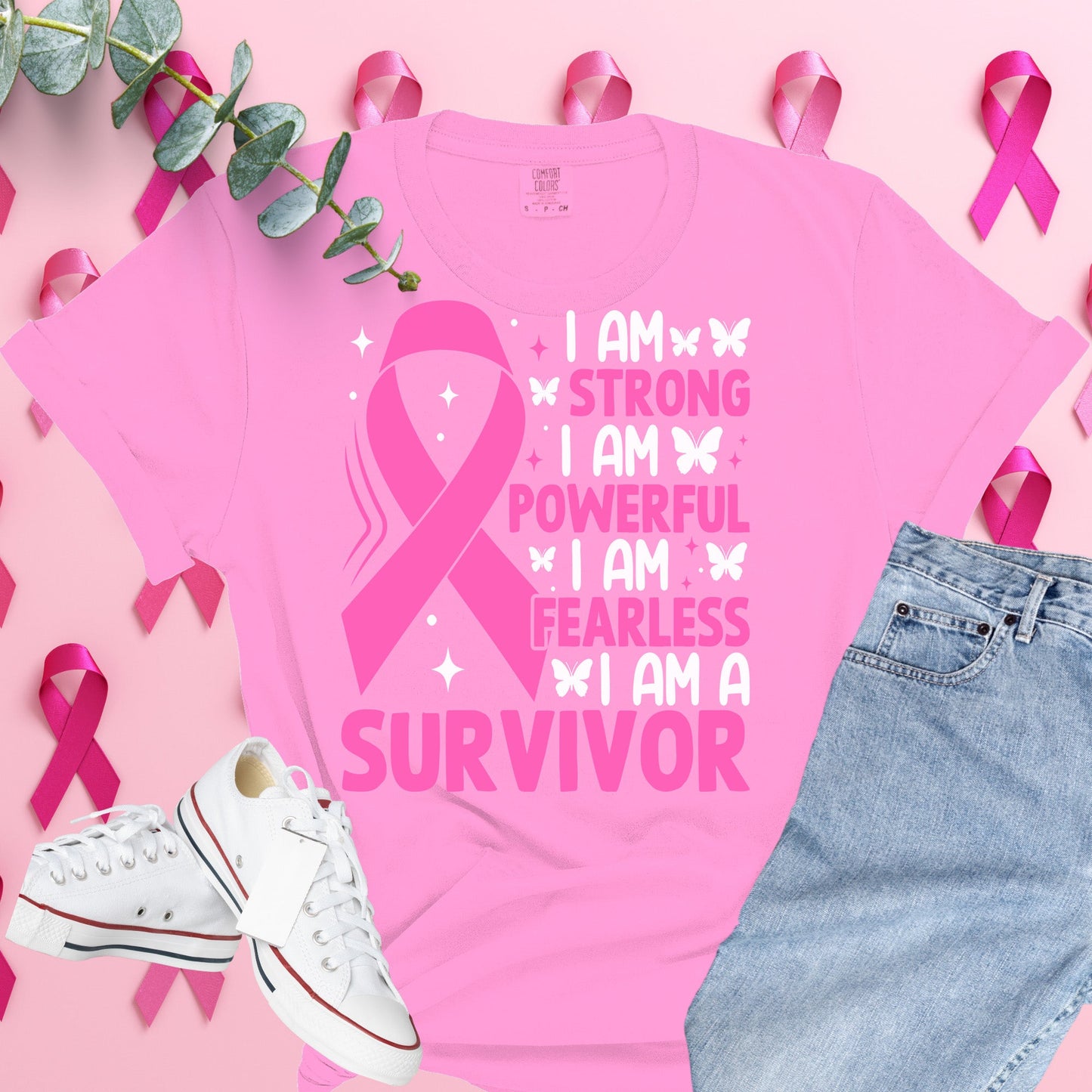  Breast Cancer Awareness Shirt on Comfort Colors® Tee – Pink Ribbon, October Support, Halloween Theme