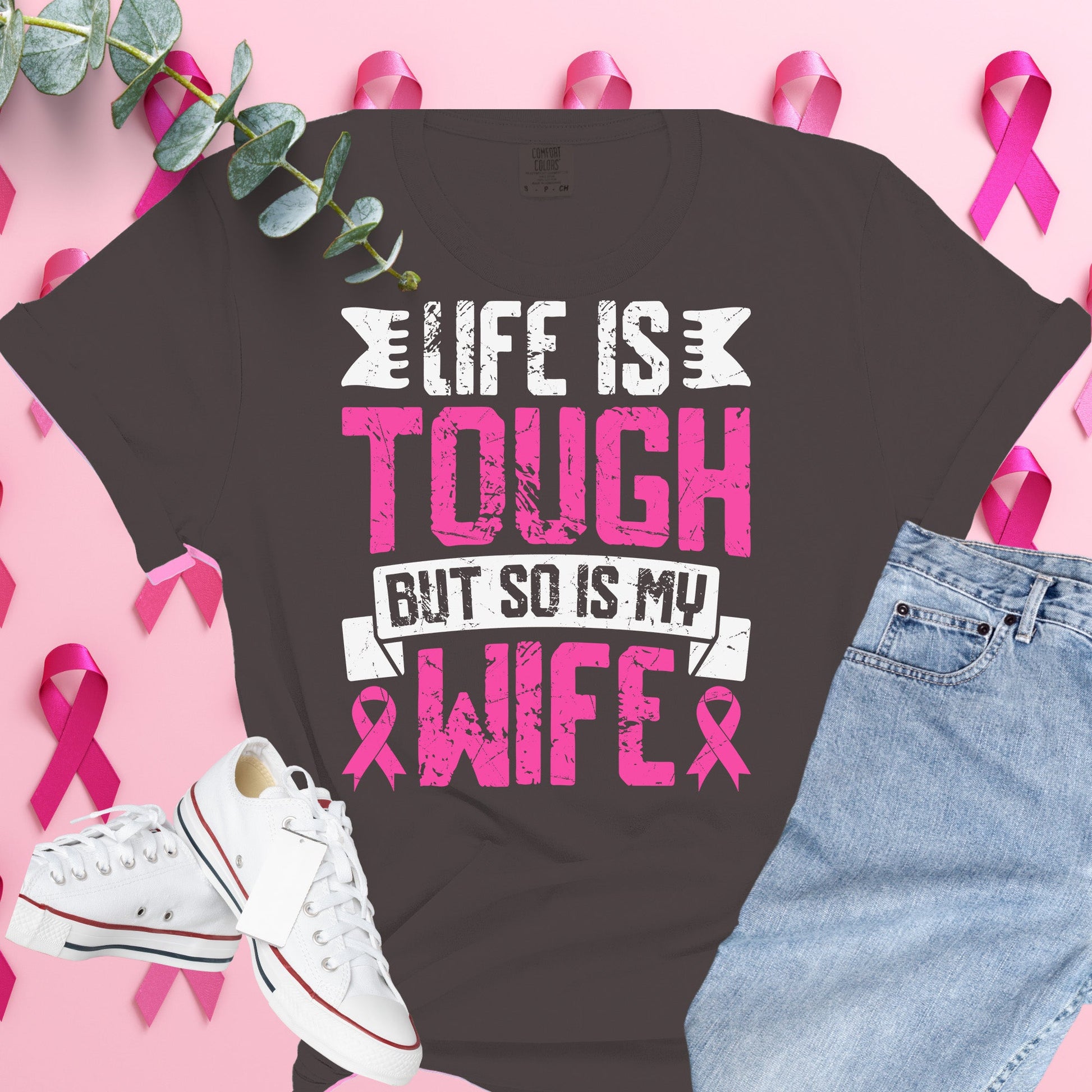  Breast Cancer Awareness Shirt on Comfort Colors® Tee – Pink Ribbon, October Support, Halloween Theme