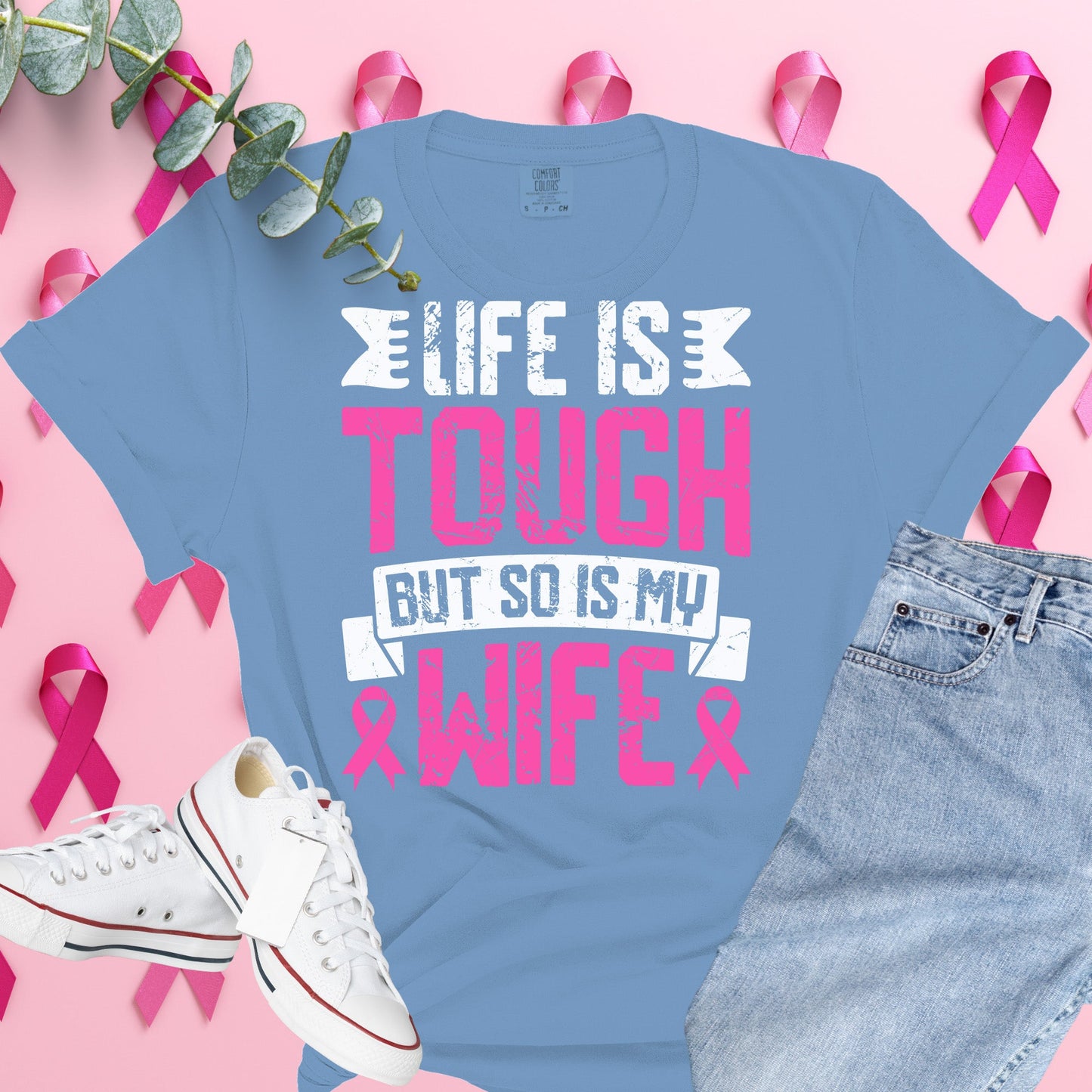  Breast Cancer Awareness Shirt on Comfort Colors® Tee – Pink Ribbon, October Support, Halloween Theme