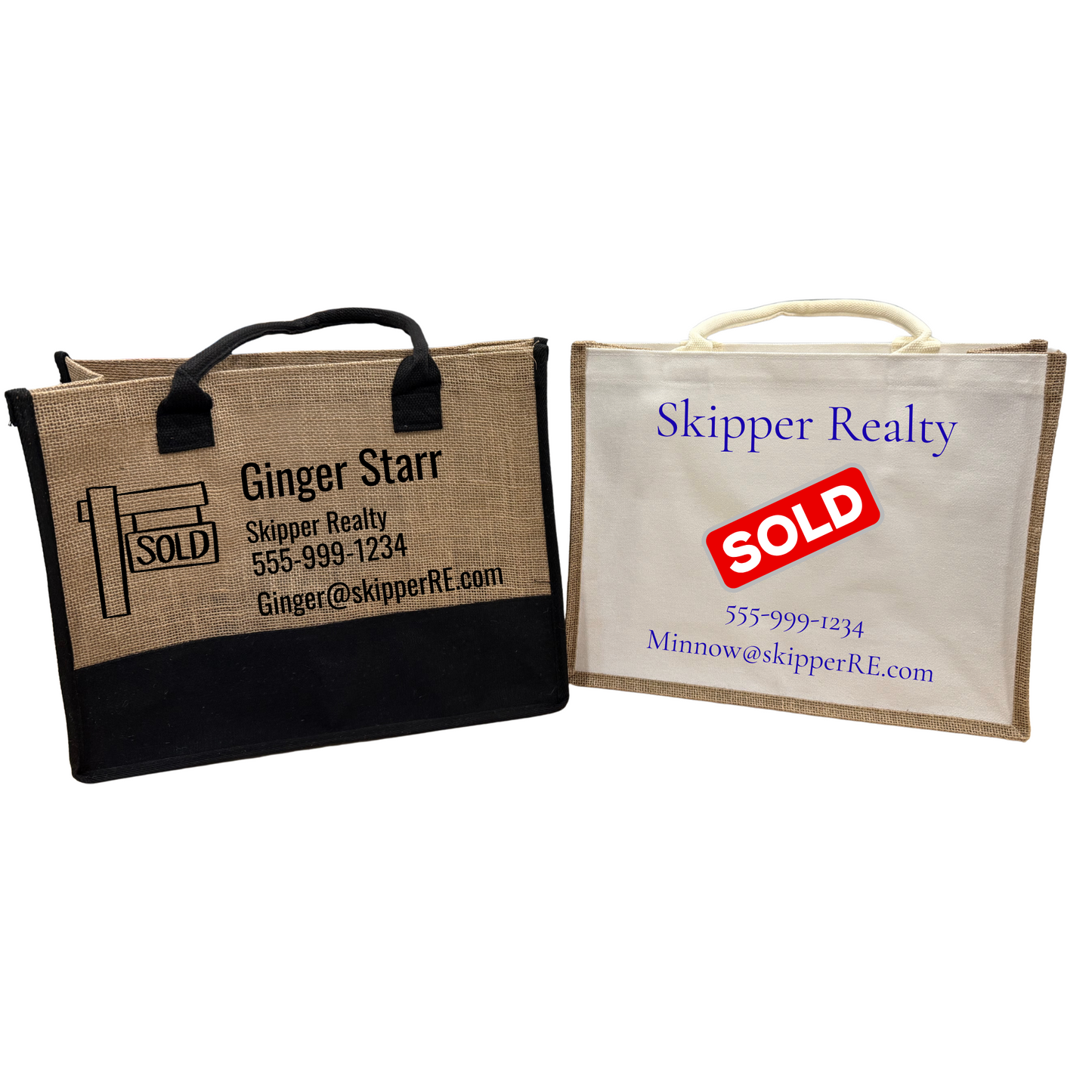 Personalized Jute Tote – Custom Name Gift for Realtors & Real Estate Pros