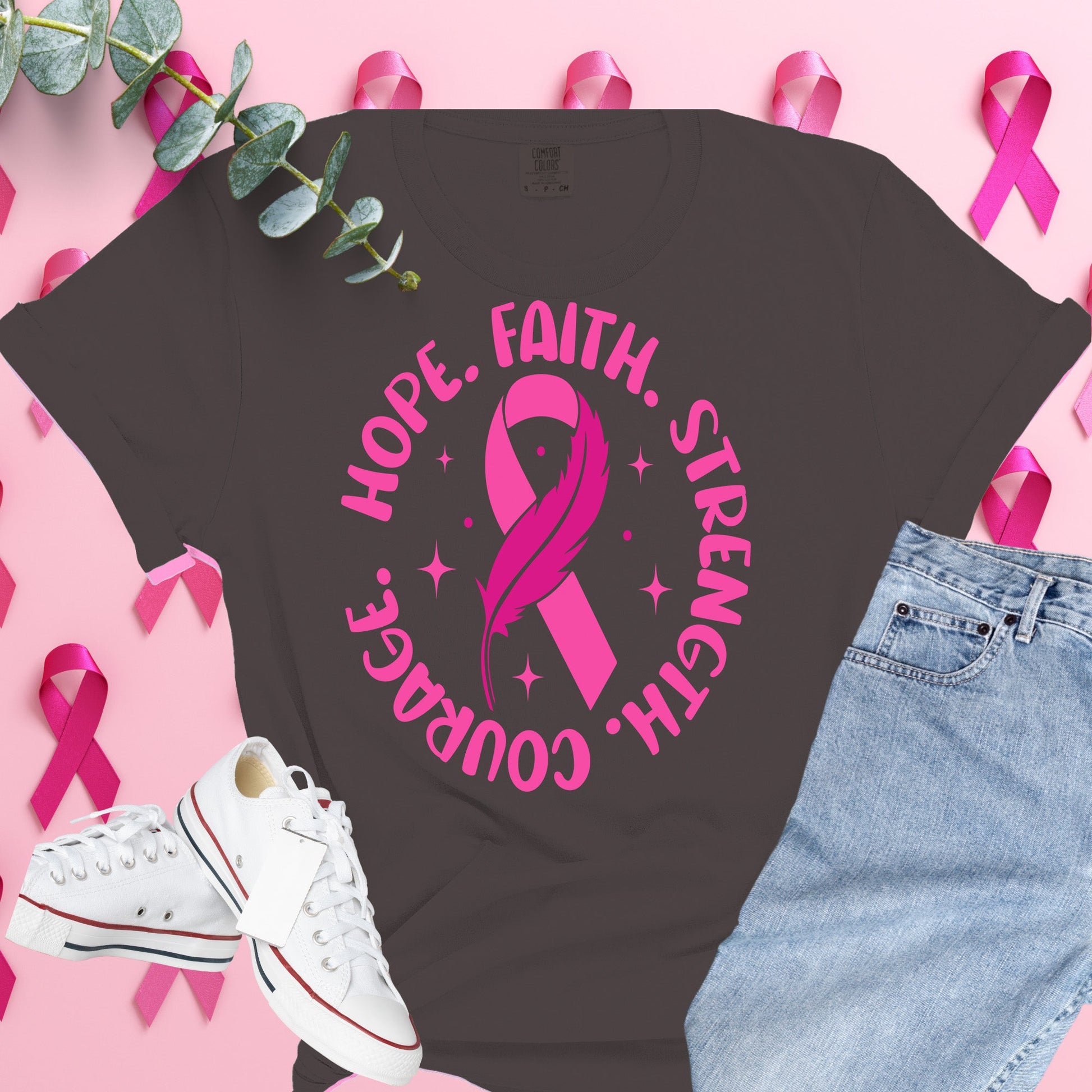  Breast Cancer Awareness Shirt on Comfort Colors® Tee – Pink Ribbon, October Support, Halloween Theme