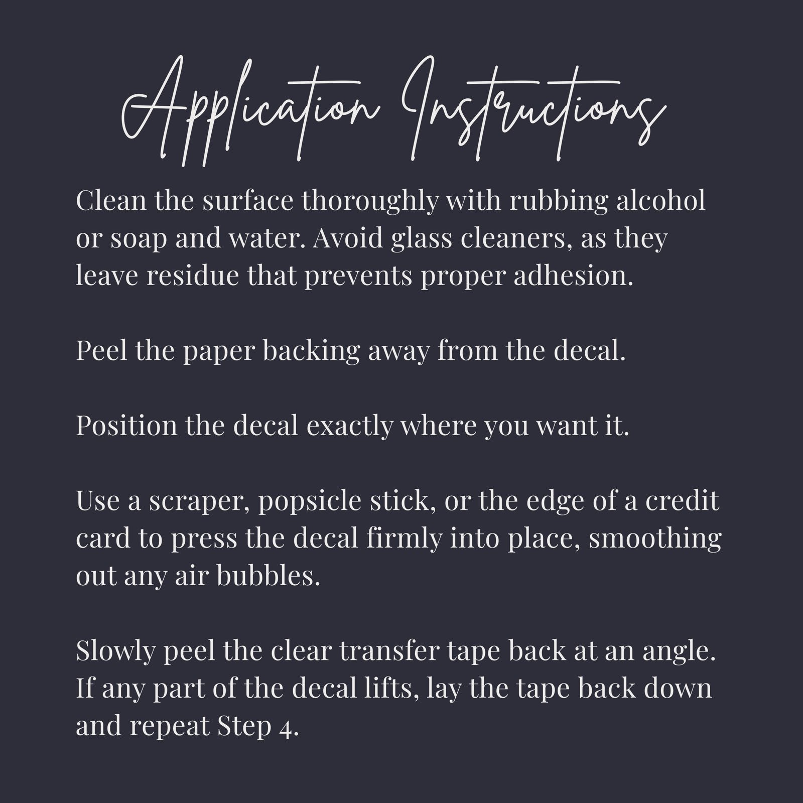 Application instructions for personalized RV vinyl decal