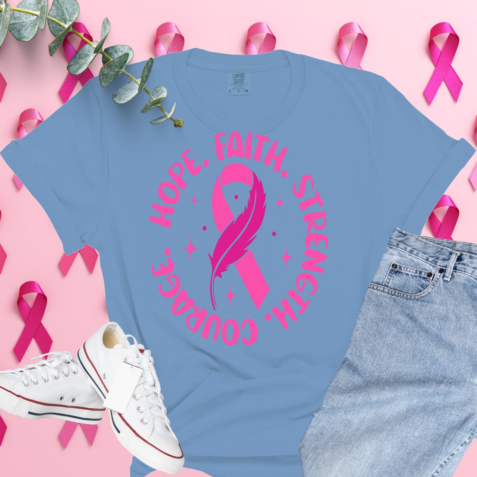  Breast Cancer Awareness Shirt on Comfort Colors® Tee – Pink Ribbon, October Support, Halloween Theme