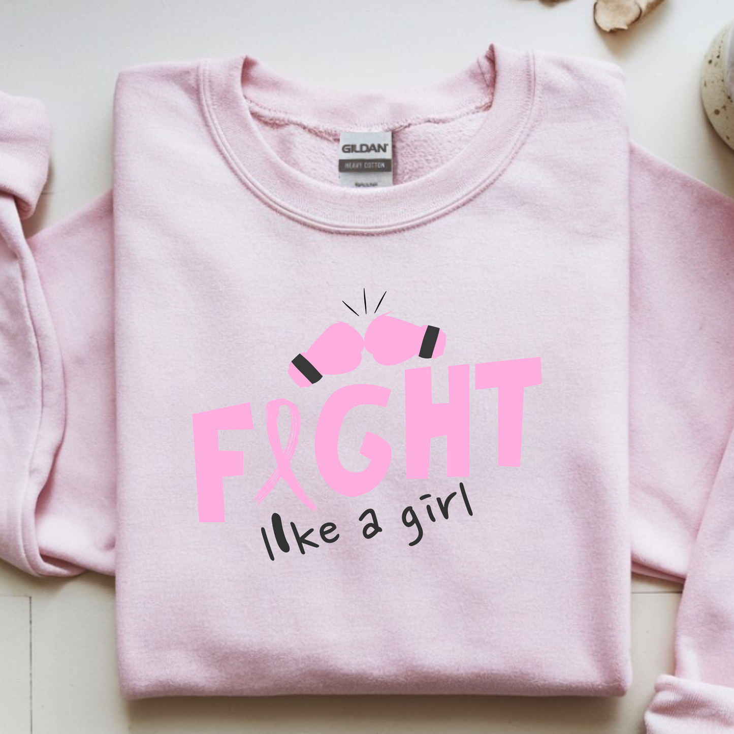 FIGHT Like a Girl Shirt Hoodie Sweatshirt - Breast Cancer Pink Ribbon Boxing Gloves October Support Gift