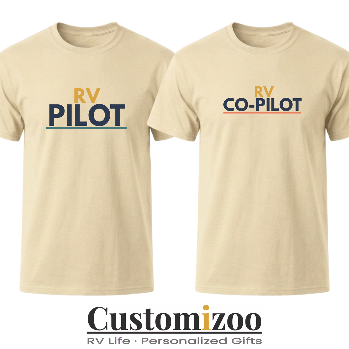 RV Pilot & RV Co-Pilot Matching Couple Shirts | His and Hers RV Camping Tees
