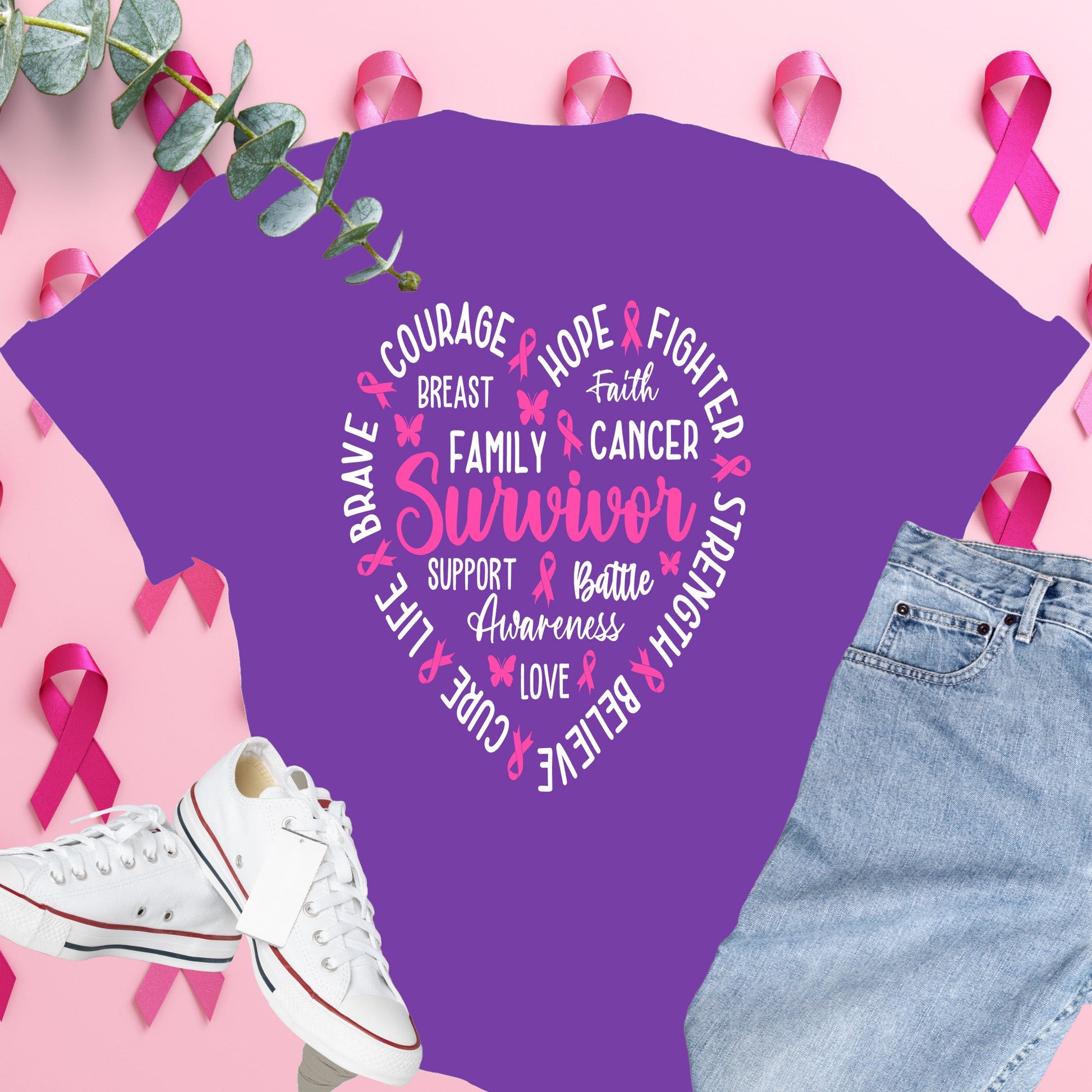  Breast Cancer Awareness Shirt on Comfort Colors® Tee – Pink Ribbon, October Support, Halloween Theme