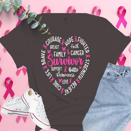  Breast Cancer Awareness Shirt on Comfort Colors® Tee – Pink Ribbon, October Support, Halloween Theme