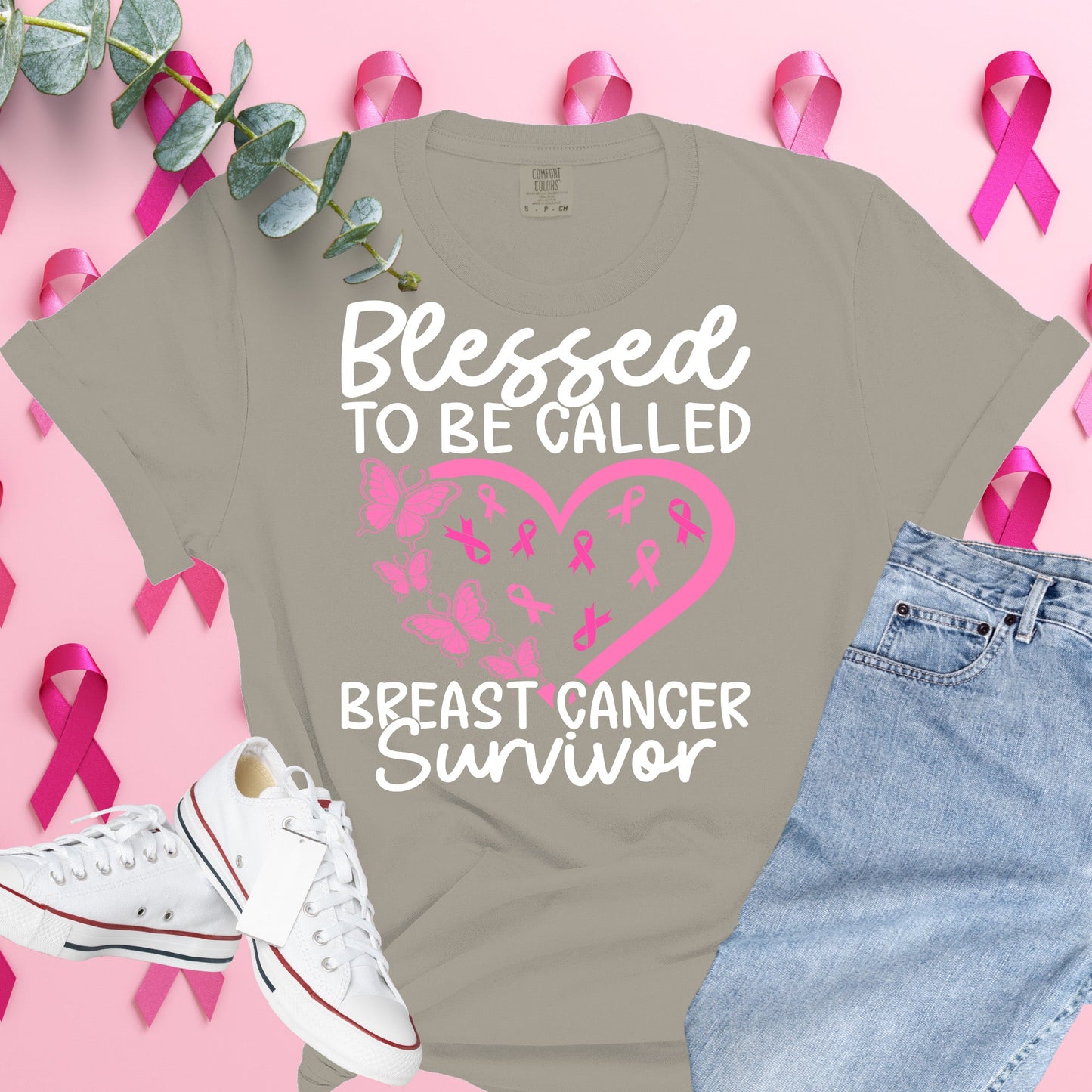  Breast Cancer Awareness Shirt on Comfort Colors® Tee – Pink Ribbon, October Support, Halloween Theme