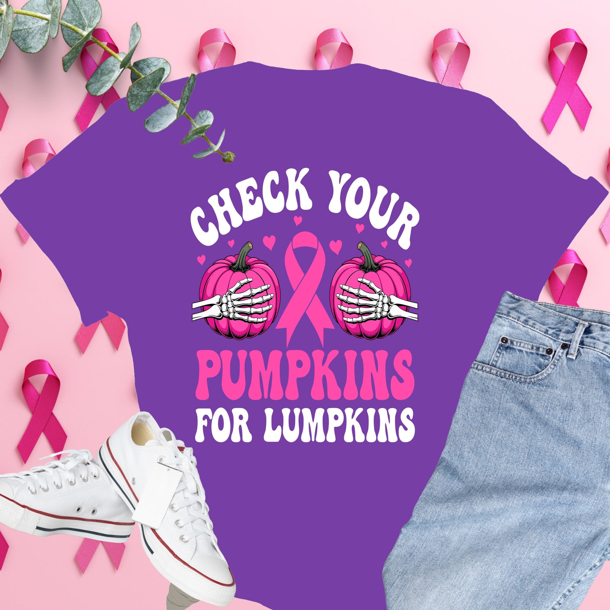  Breast Cancer Awareness Shirt on Comfort Colors® Tee – Pink Ribbon, October Support, Halloween Theme