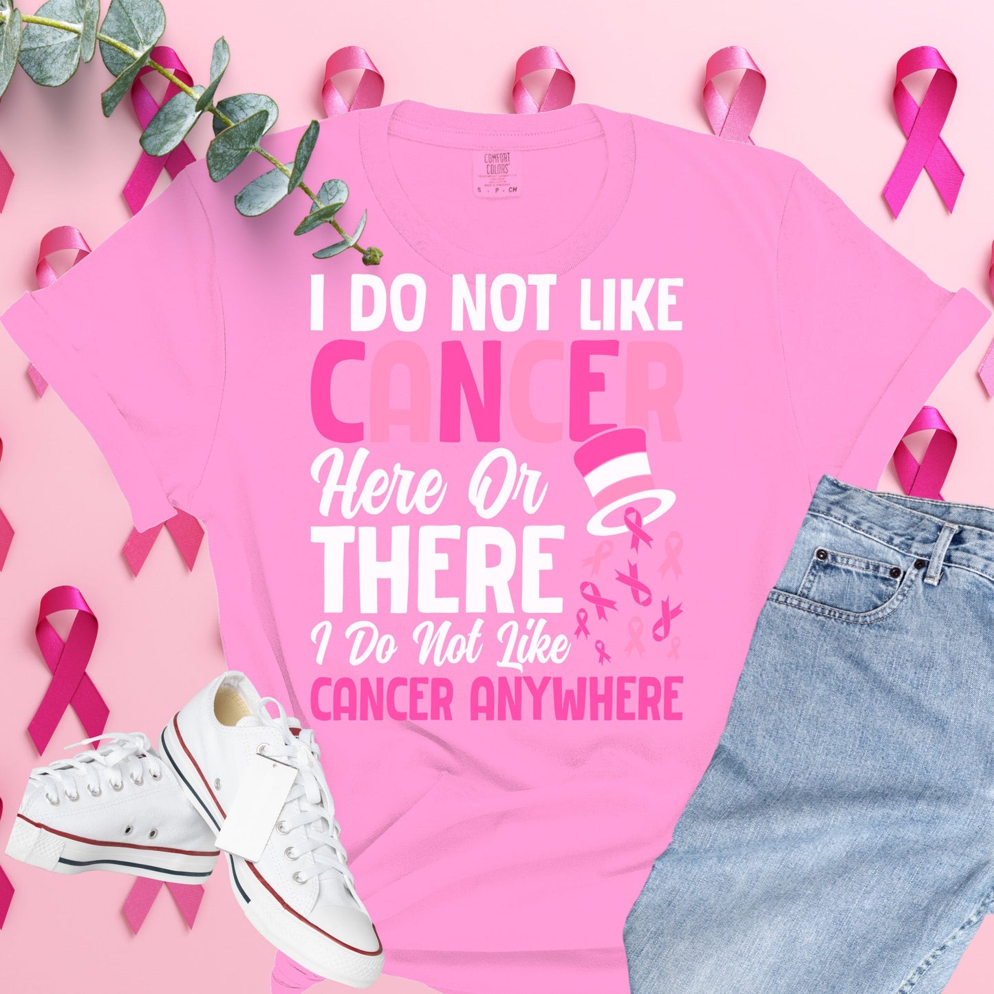 Breast Cancer Awareness Shirt on Comfort Colors® Tee – Pink Ribbon, October Support, Halloween Theme