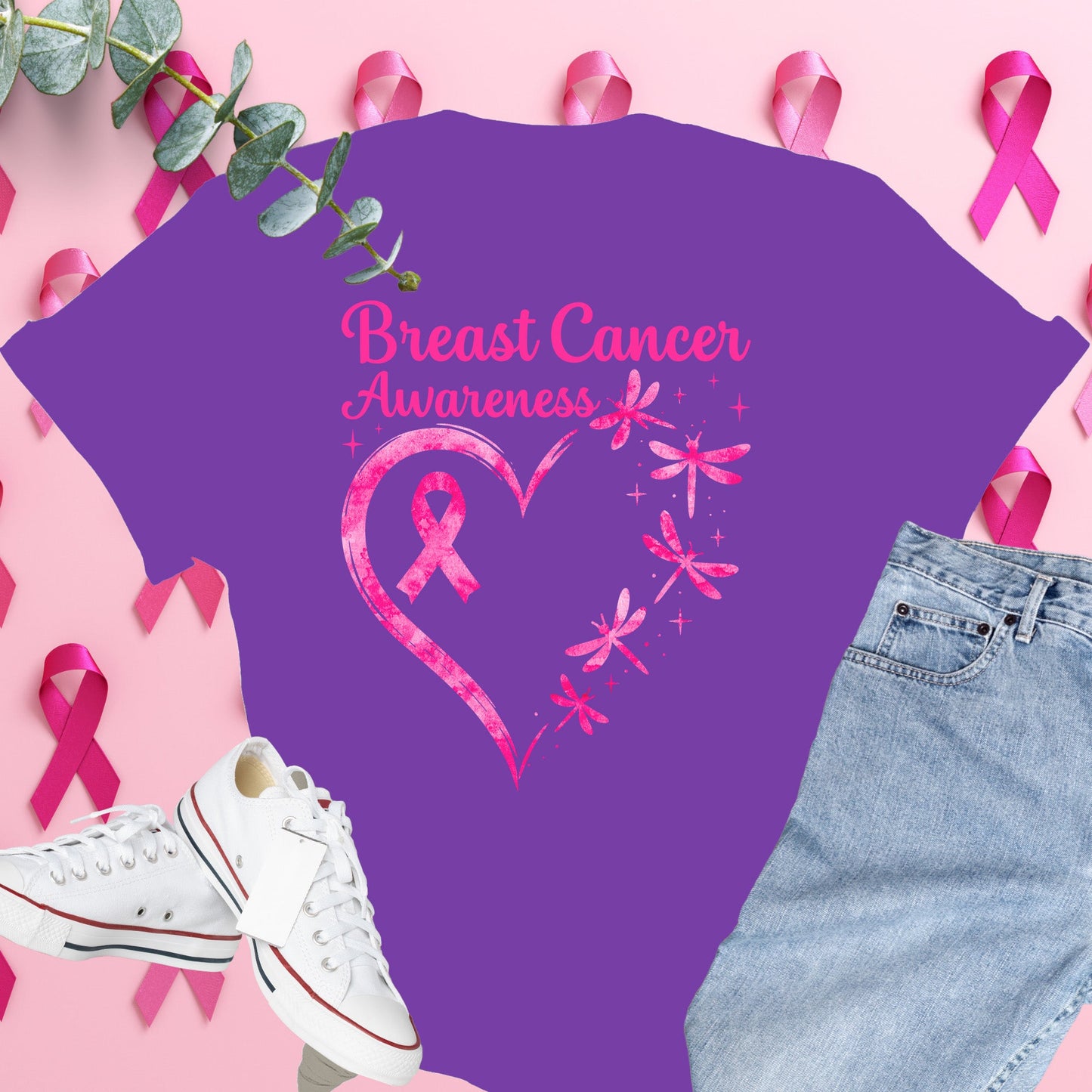  Breast Cancer Awareness Shirt on Comfort Colors® Tee – Pink Ribbon, October Support, Halloween Theme