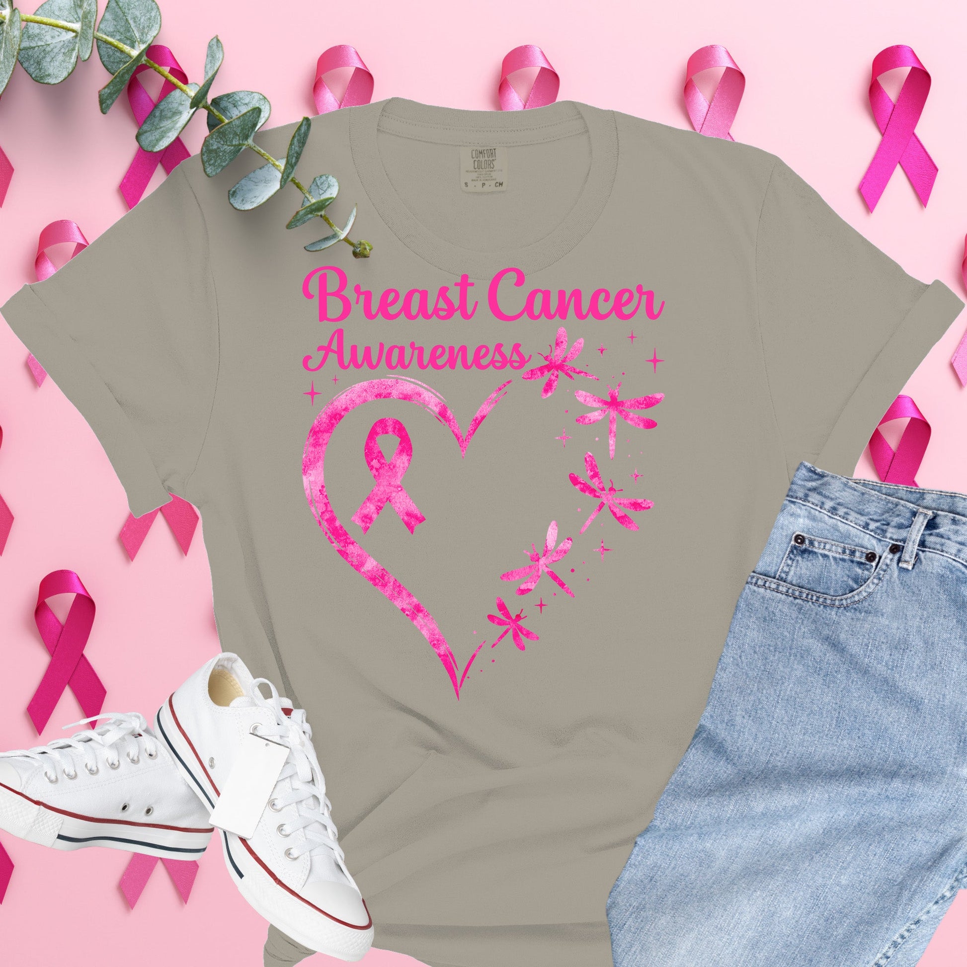  Breast Cancer Awareness Shirt on Comfort Colors® Tee – Pink Ribbon, October Support, Halloween Theme