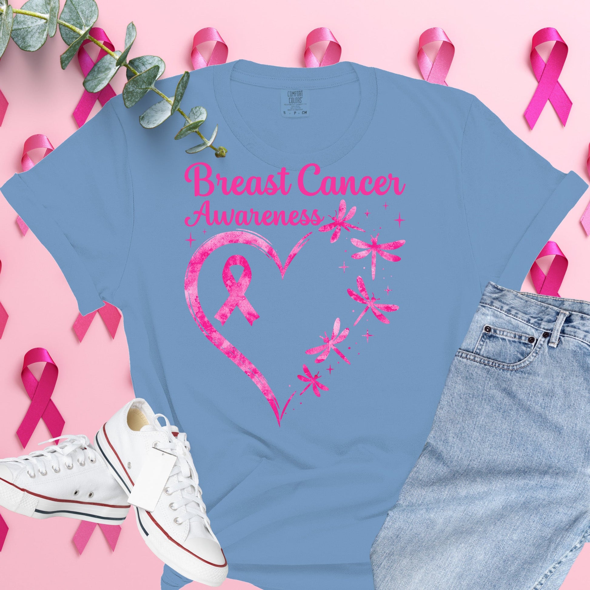  Breast Cancer Awareness Shirt on Comfort Colors® Tee – Pink Ribbon, October Support, Halloween Theme