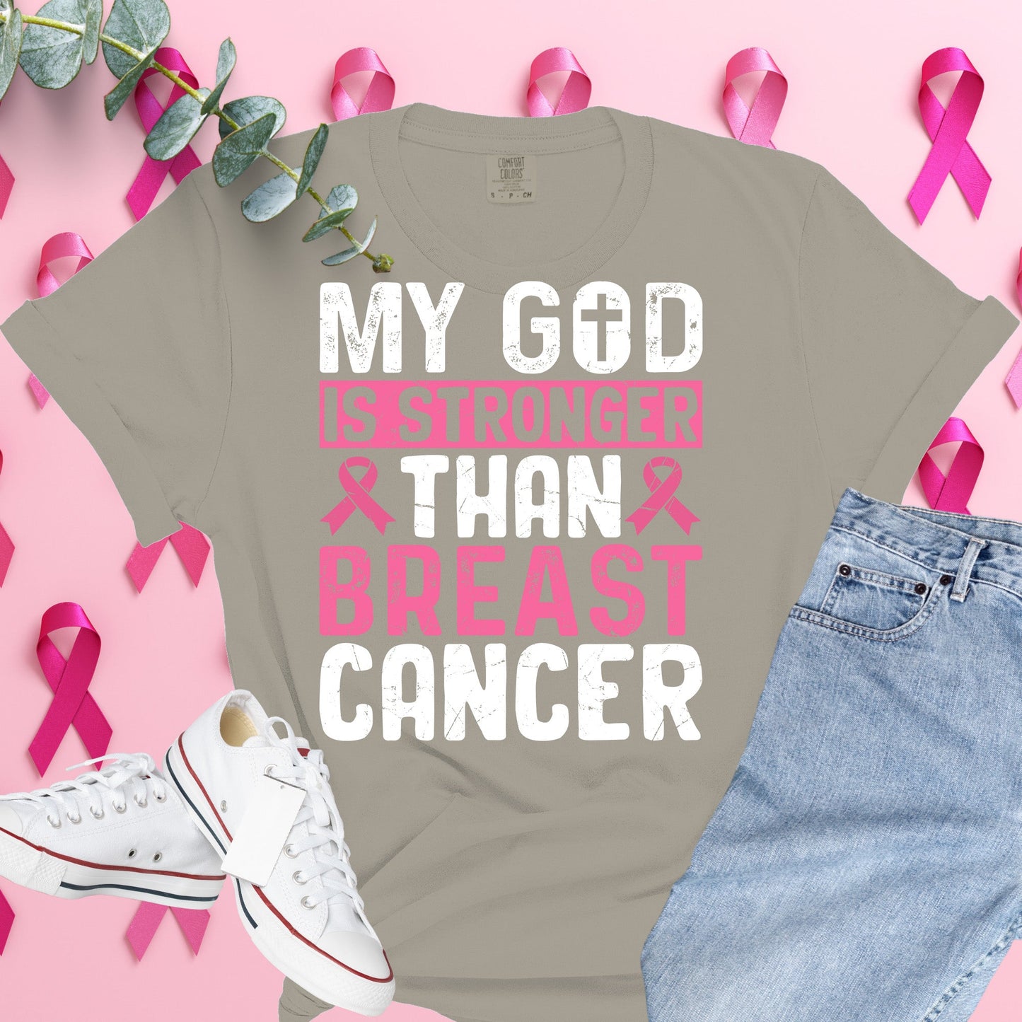  Breast Cancer Awareness Shirt on Comfort Colors® Tee – Pink Ribbon, October Support, Halloween Theme