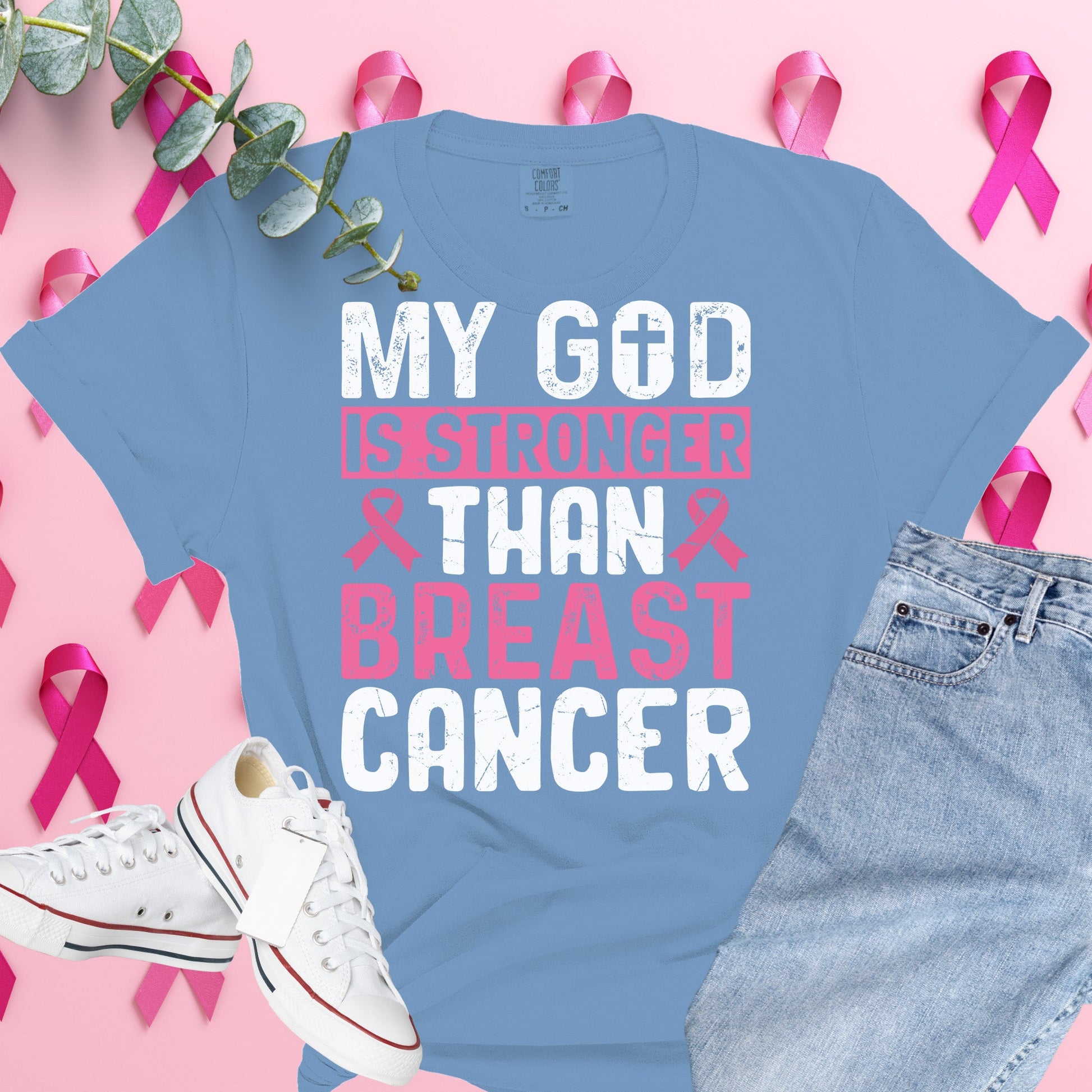  Breast Cancer Awareness Shirt on Comfort Colors® Tee – Pink Ribbon, October Support, Halloween Theme