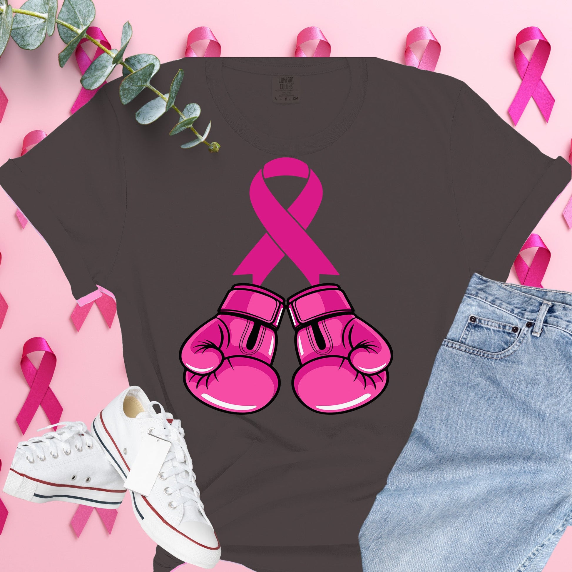  Breast Cancer Awareness Shirt on Comfort Colors® Tee – Pink Ribbon, October Support, Halloween Theme