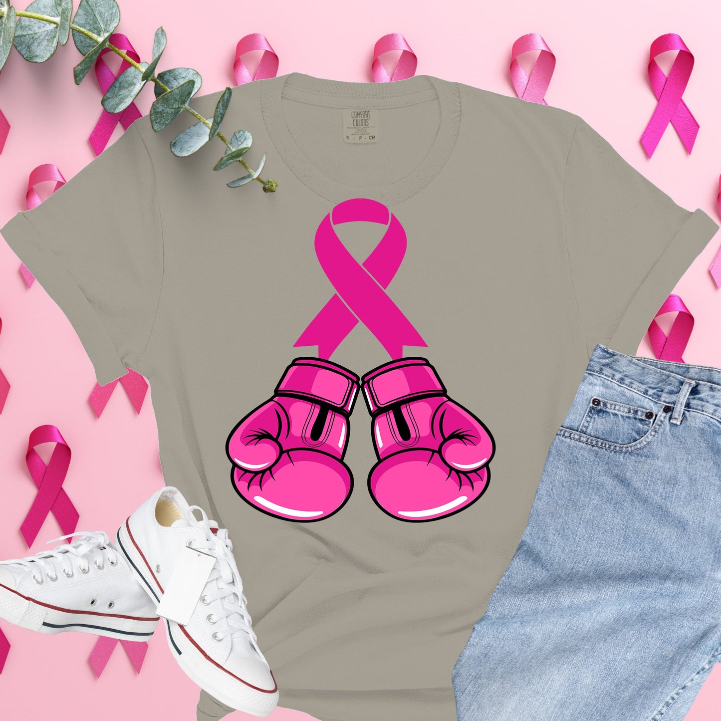  Breast Cancer Awareness Shirt on Comfort Colors® Tee – Pink Ribbon, October Support, Halloween Theme