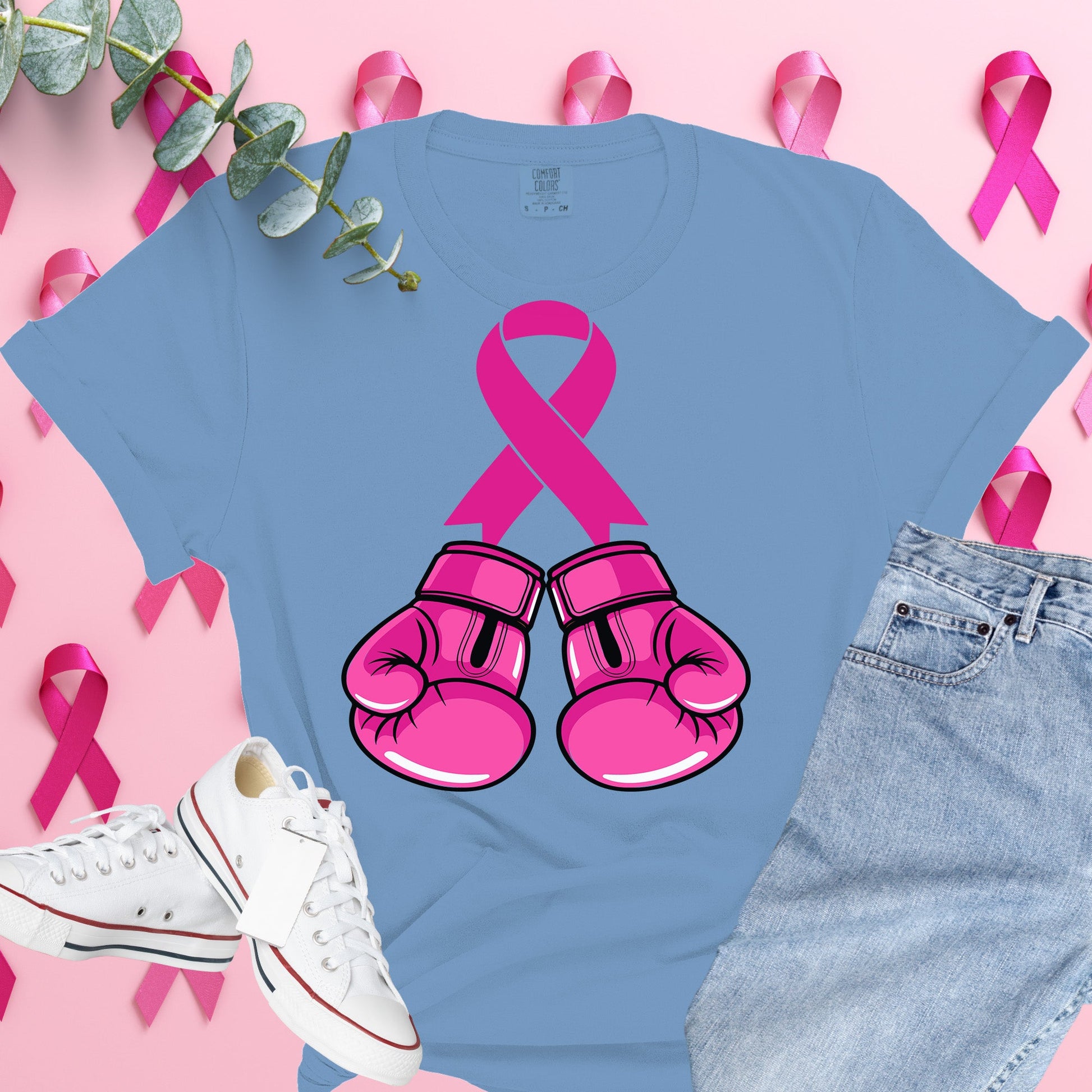  Breast Cancer Awareness Shirt on Comfort Colors® Tee – Pink Ribbon, October Support, Halloween Theme