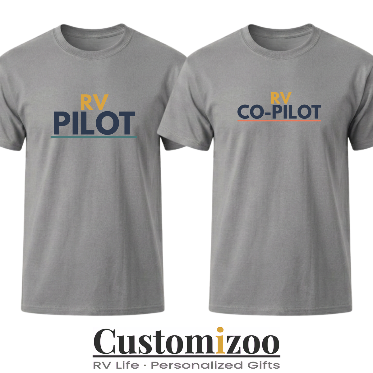 RV Pilot & RV Co-Pilot Matching Couple Shirts | His and Hers RV Camping Tees