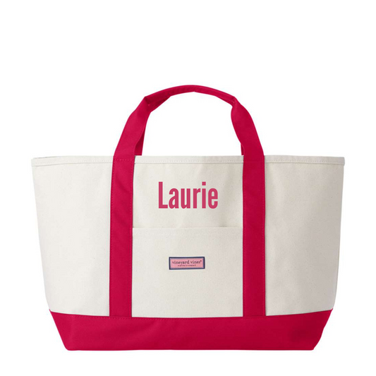 Vineyard Vines® Breast Cancer Awareness Tote - Personalized Tribute Edition - Light House Red