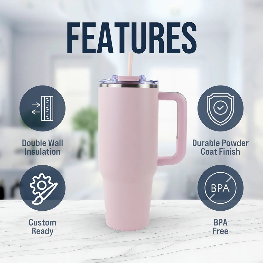 40oz Tumbler Personanlized Powder Coated Mug– Staple Collection - Insulated Hydration Drinkware