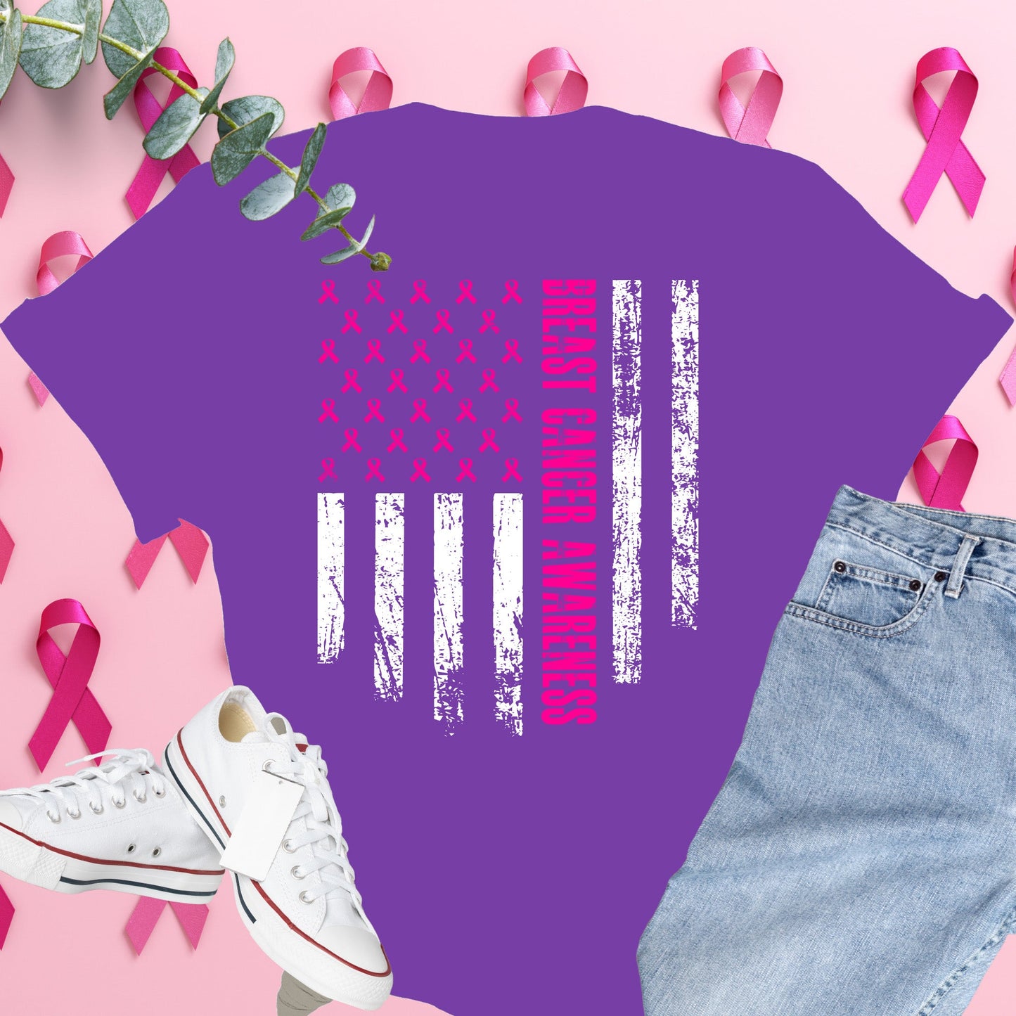  Breast Cancer Awareness Shirt on Comfort Colors® Tee – Pink Ribbon, October Support, Halloween Theme