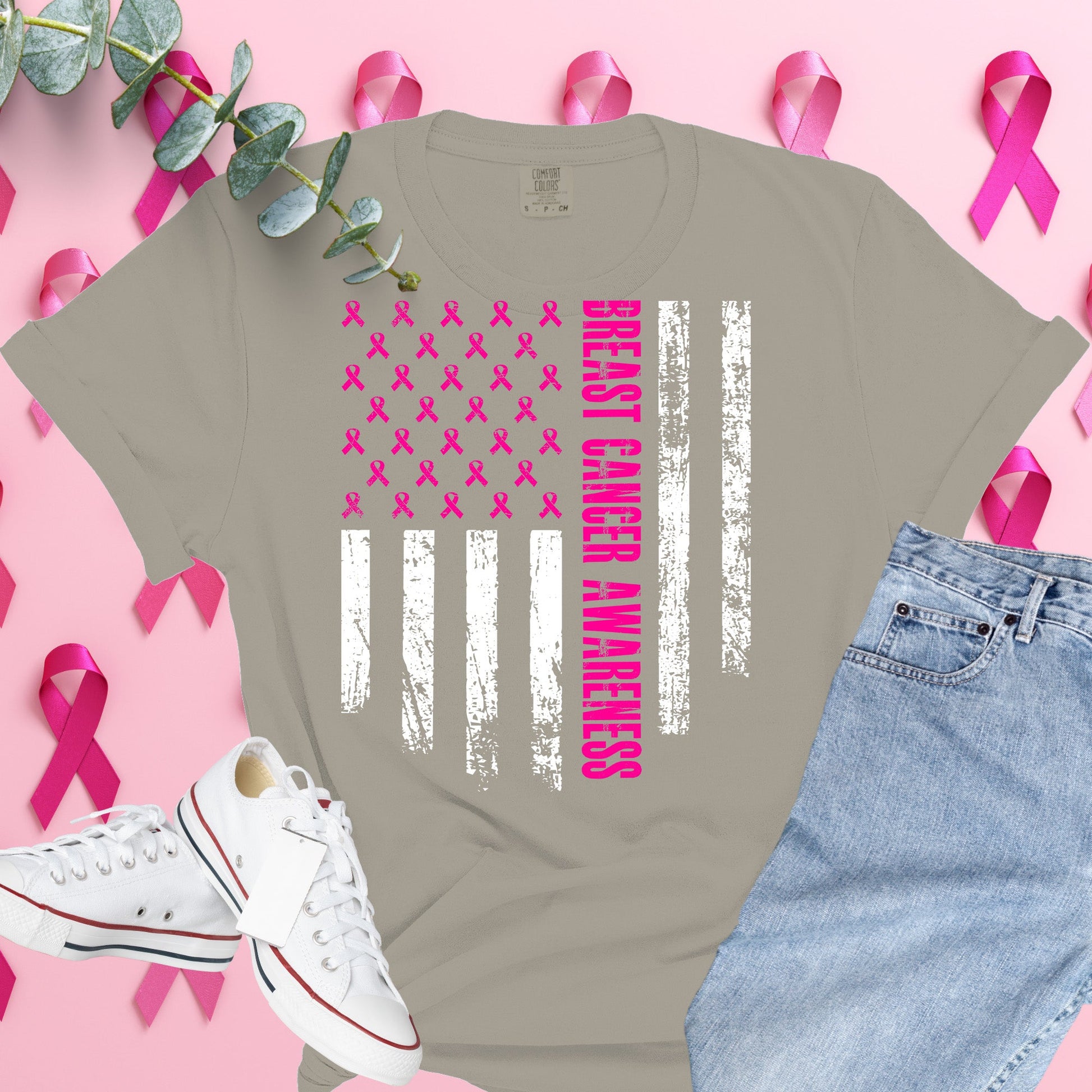  Breast Cancer Awareness Shirt on Comfort Colors® Tee – Pink Ribbon, October Support, Halloween Theme