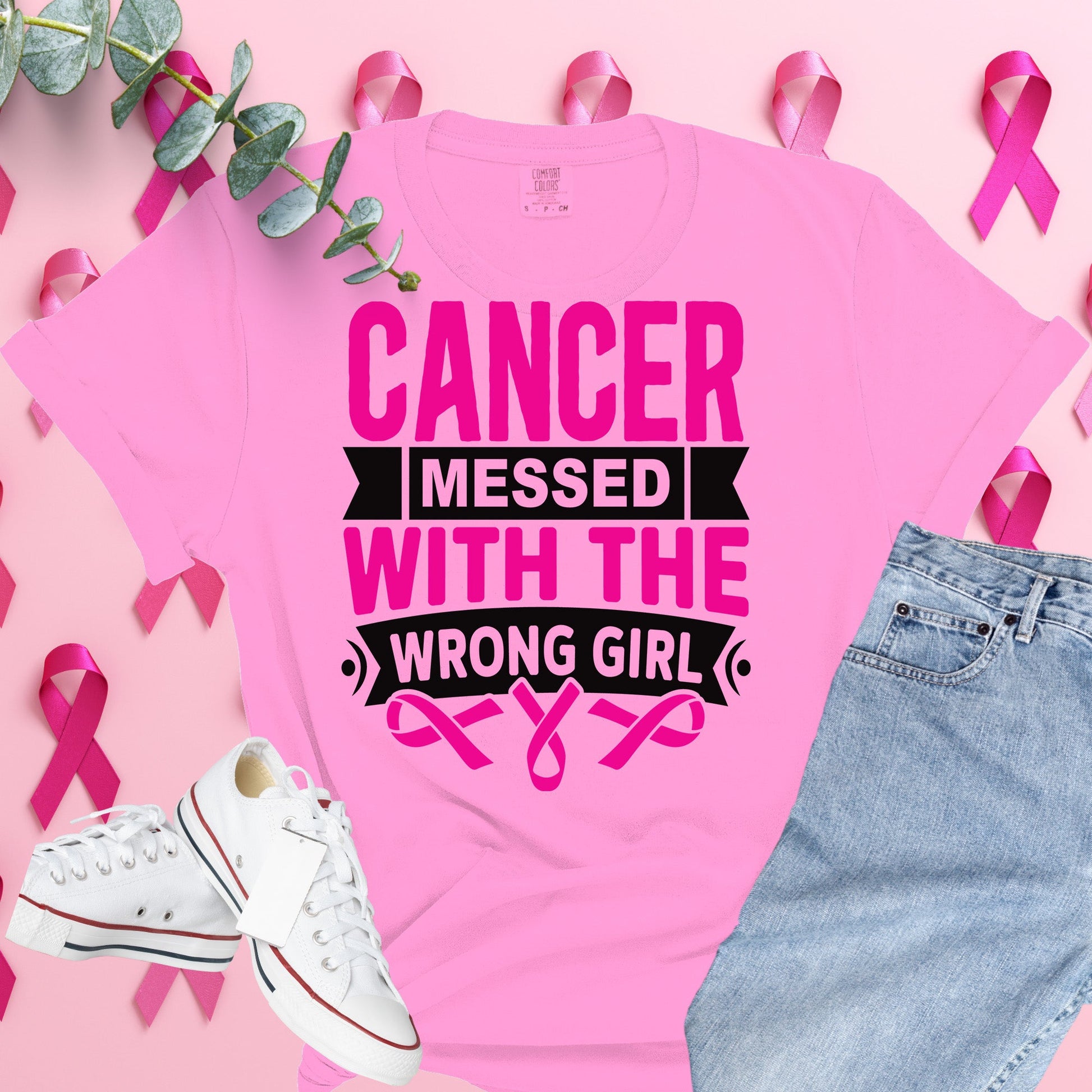  Breast Cancer Awareness Shirt on Comfort Colors® Tee – Pink Ribbon, October Support, Halloween Theme