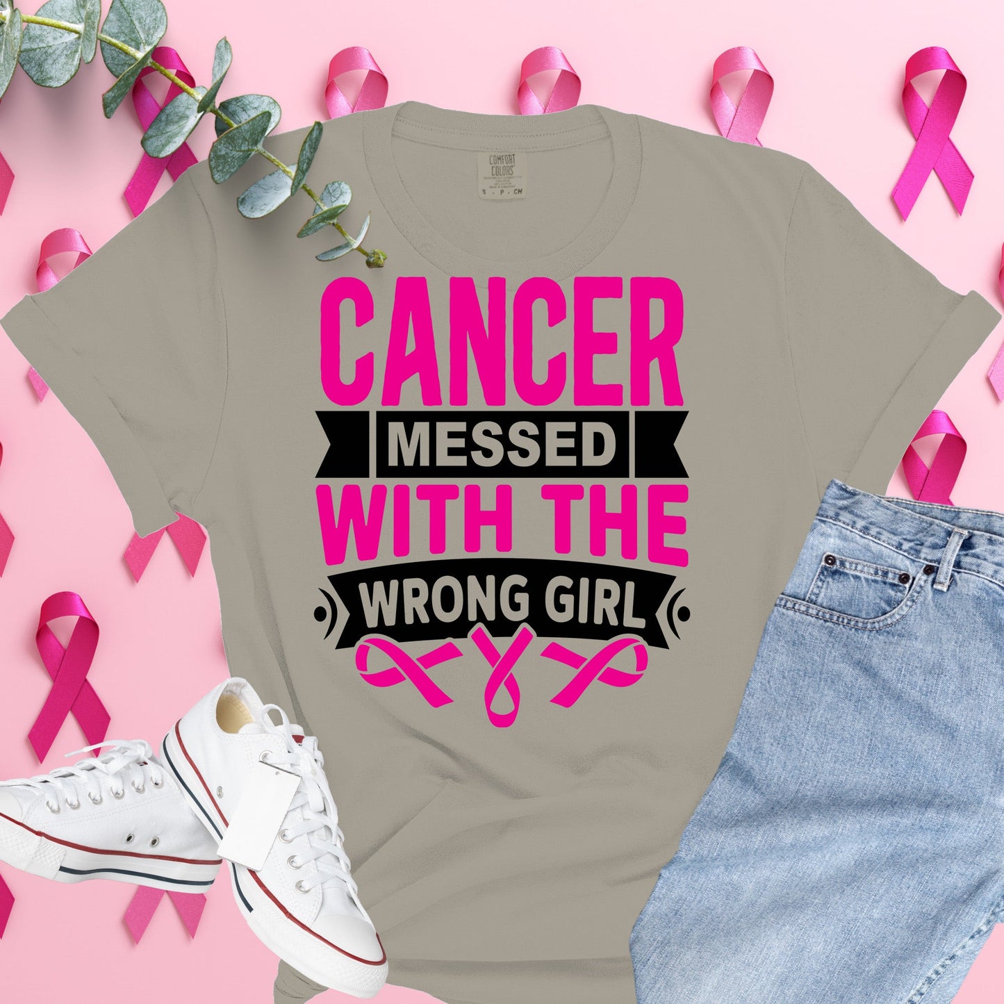  Breast Cancer Awareness Shirt on Comfort Colors® Tee – Pink Ribbon, October Support, Halloween Theme