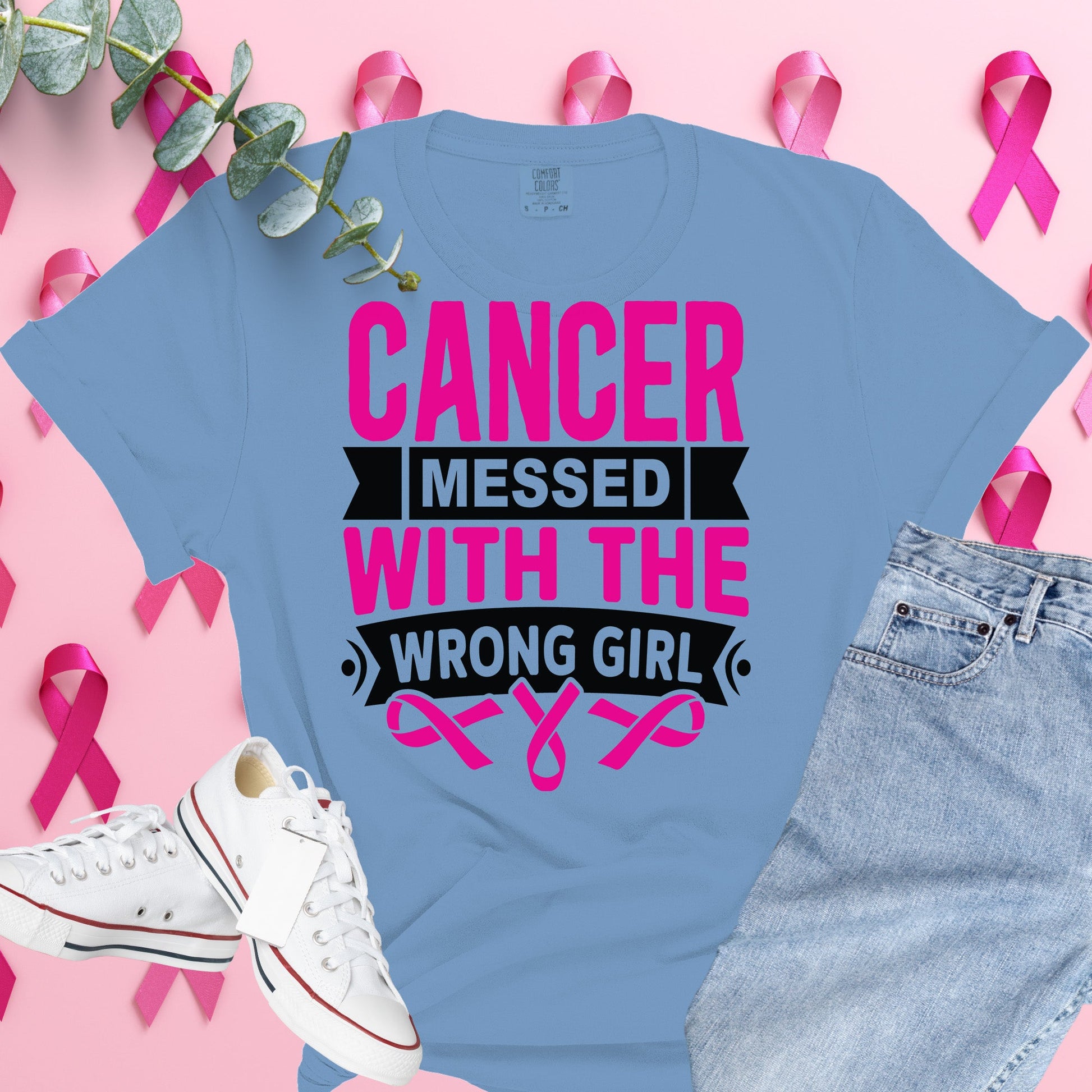  Breast Cancer Awareness Shirt on Comfort Colors® Tee – Pink Ribbon, October Support, Halloween Theme