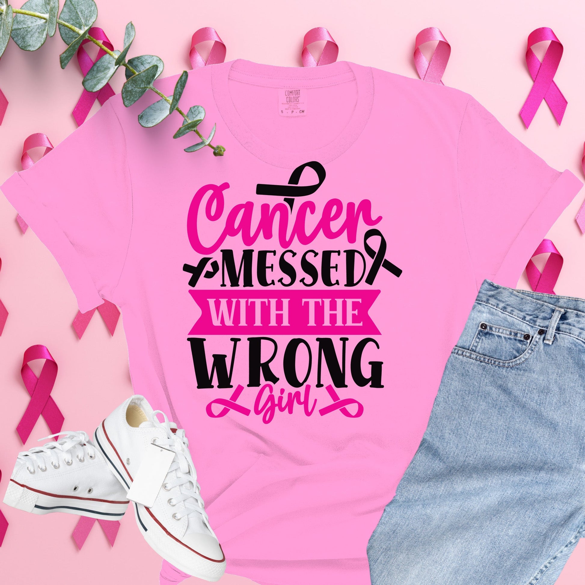  Breast Cancer Awareness Shirt on Comfort Colors® Tee – Pink Ribbon, October Support, Halloween Theme