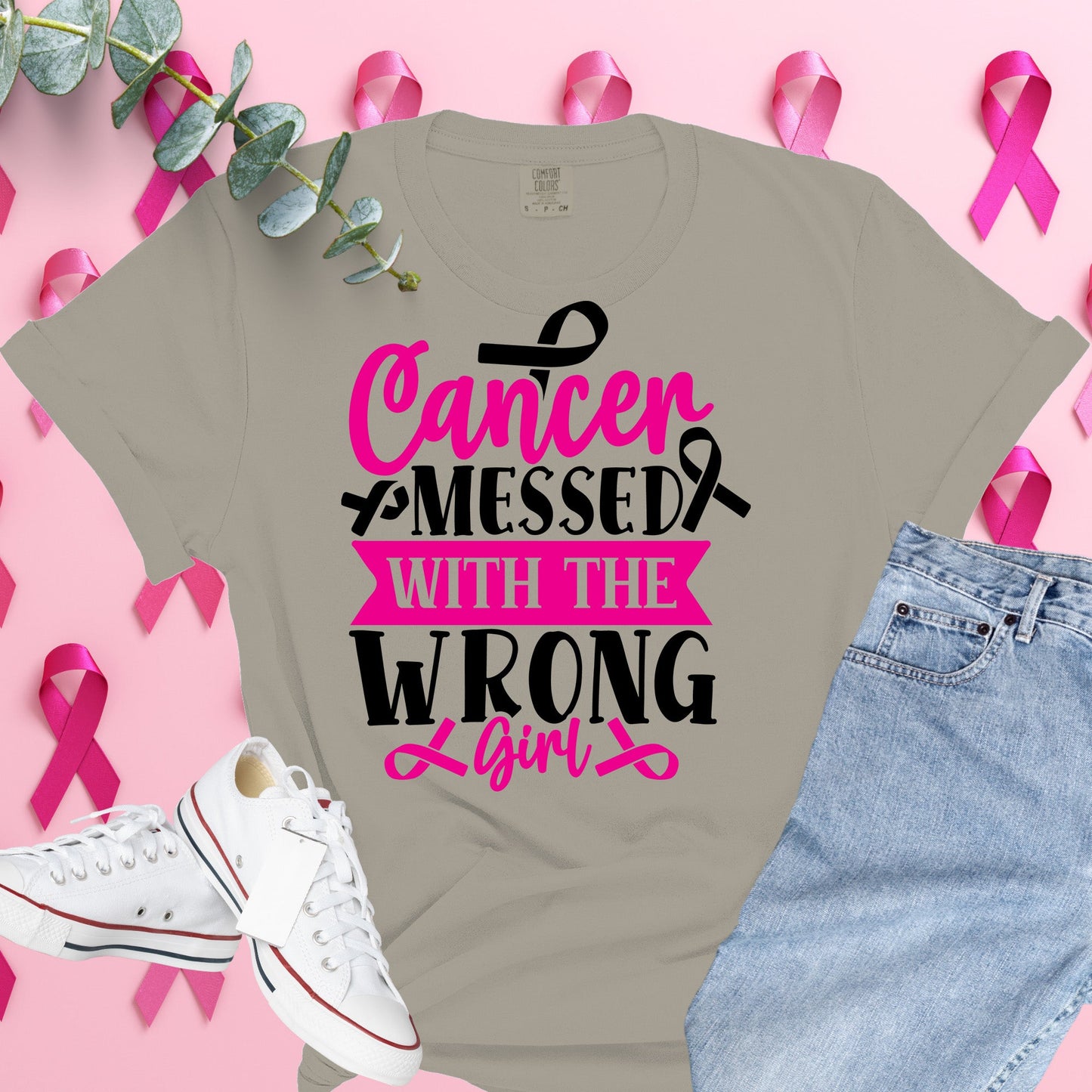  Breast Cancer Awareness Shirt on Comfort Colors® Tee – Pink Ribbon, October Support, Halloween Theme