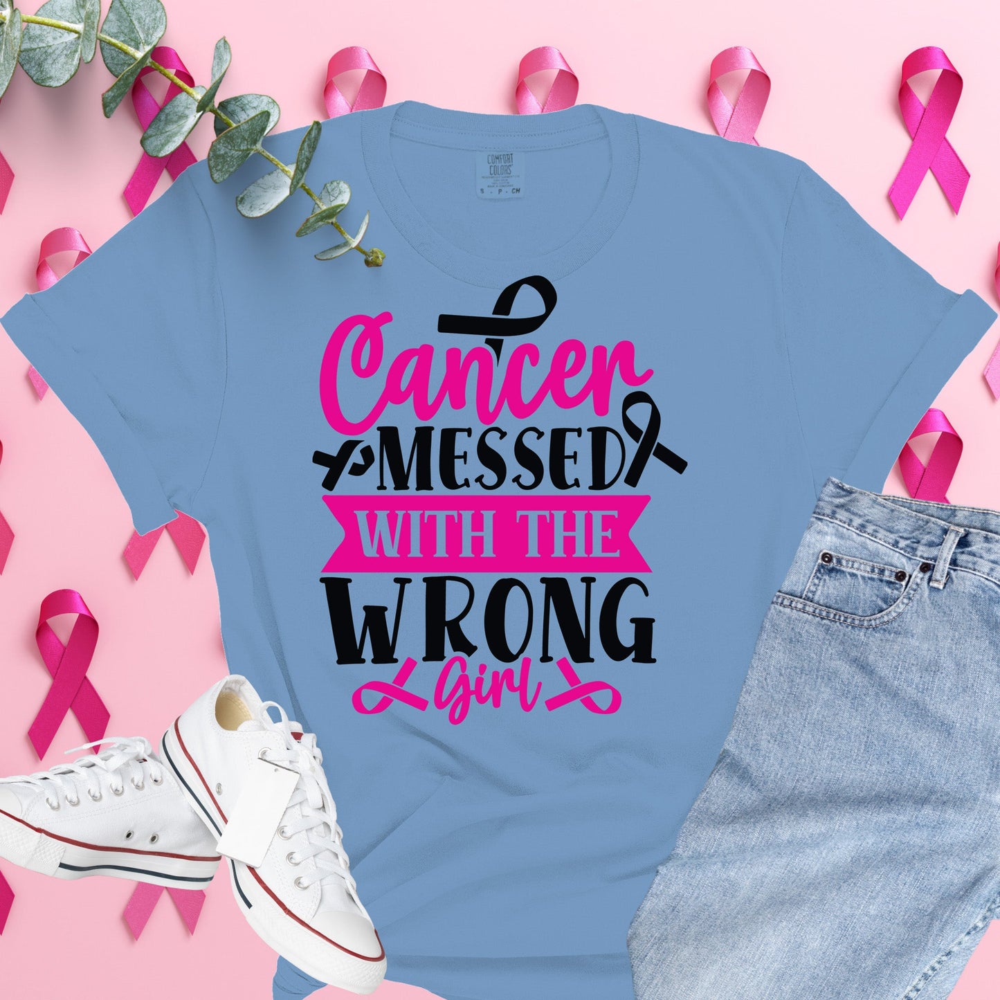  Breast Cancer Awareness Shirt on Comfort Colors® Tee – Pink Ribbon, October Support, Halloween Theme