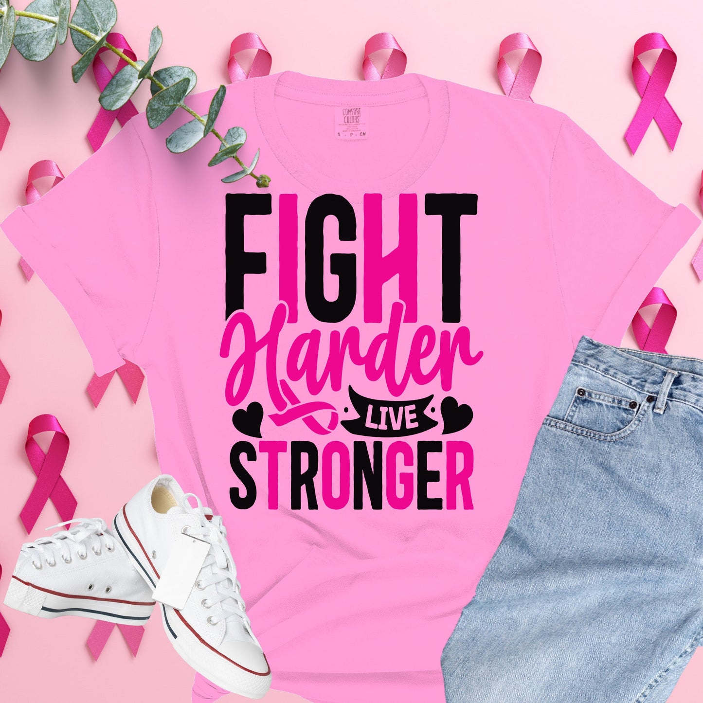  Breast Cancer Awareness Shirt on Comfort Colors® Tee – Pink Ribbon, October Support, Halloween Theme