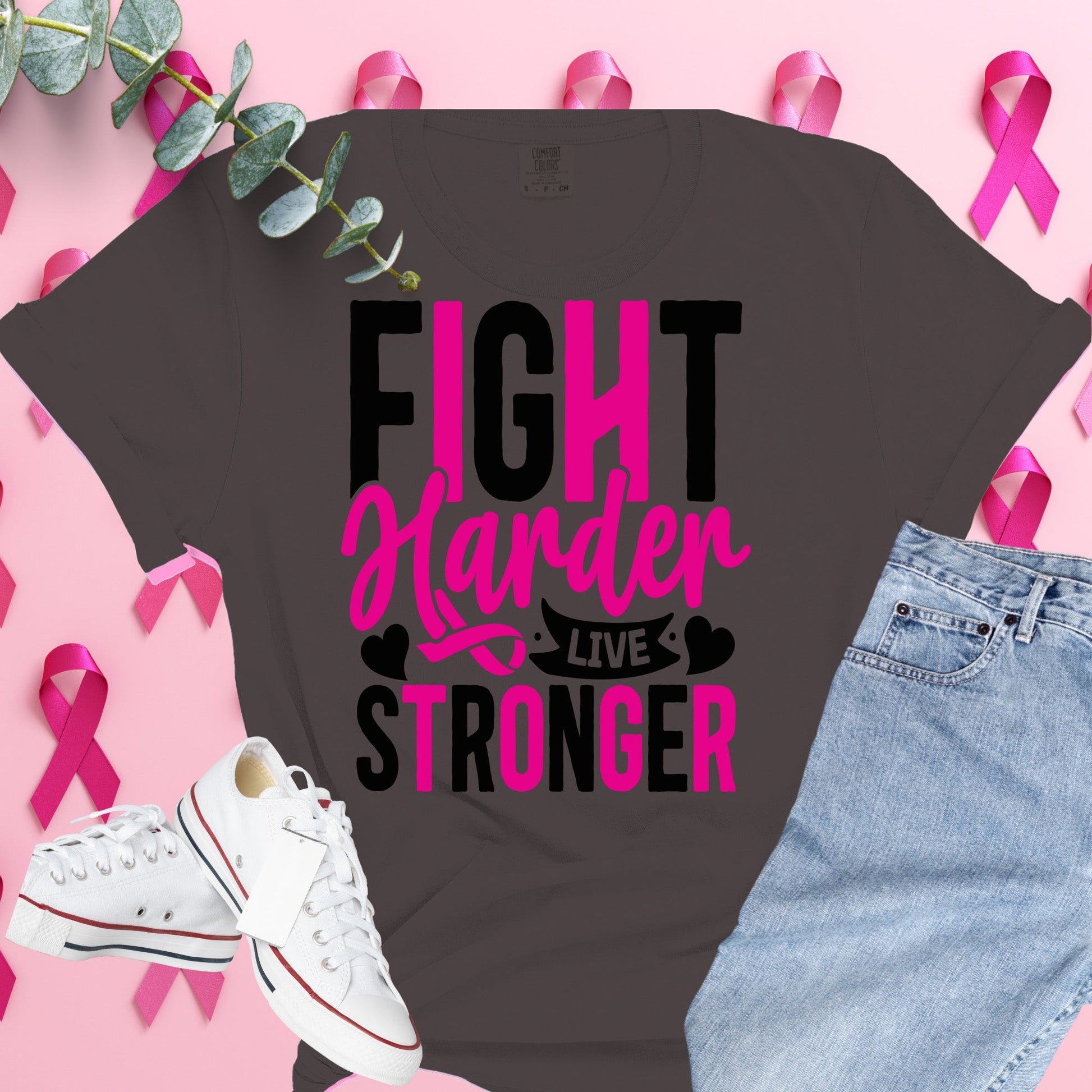 Breast Cancer Awareness Shirt on Comfort Colors® Tee – Pink Ribbon, October Support, Halloween Theme
