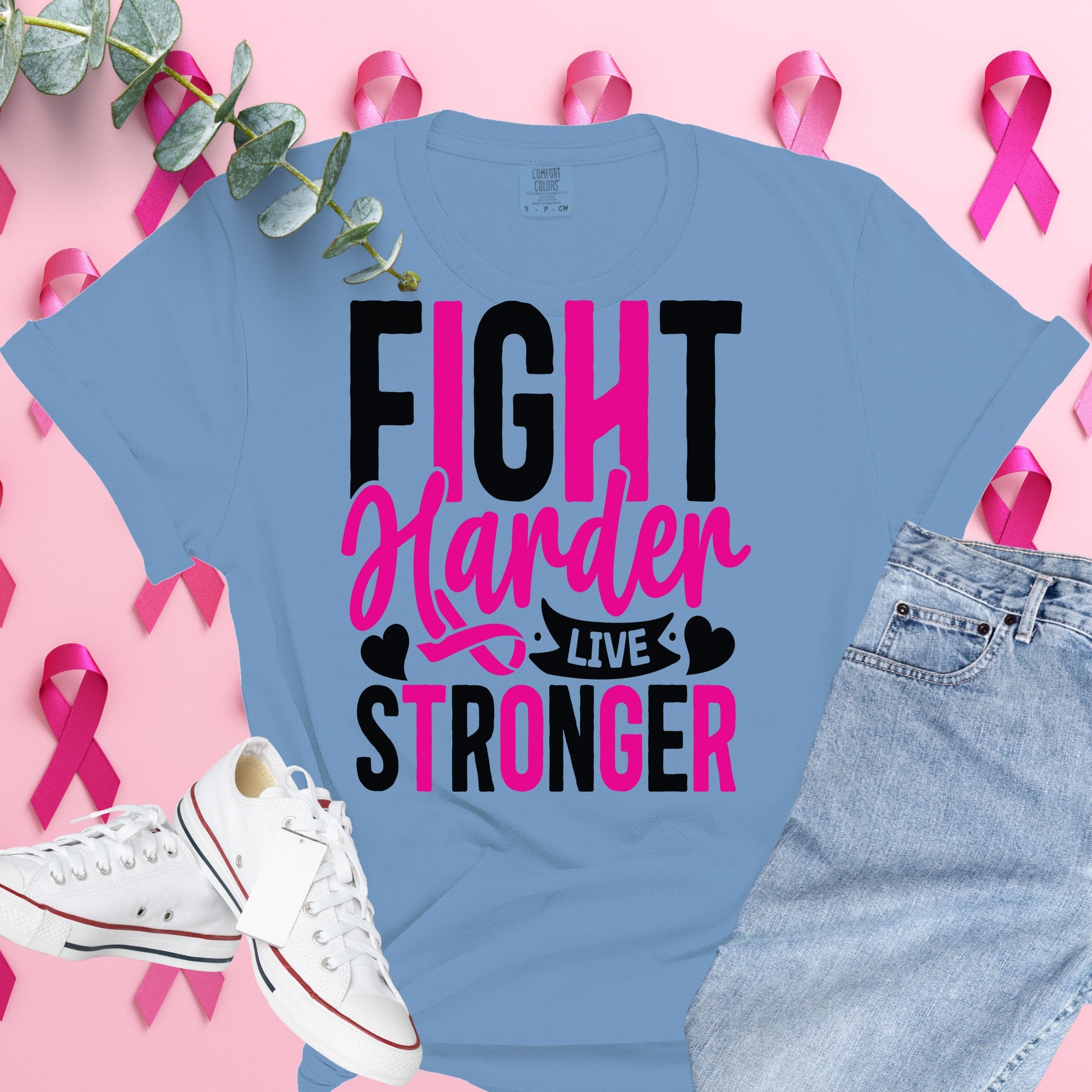  Breast Cancer Awareness Shirt on Comfort Colors® Tee – Pink Ribbon, October Support, Halloween Theme