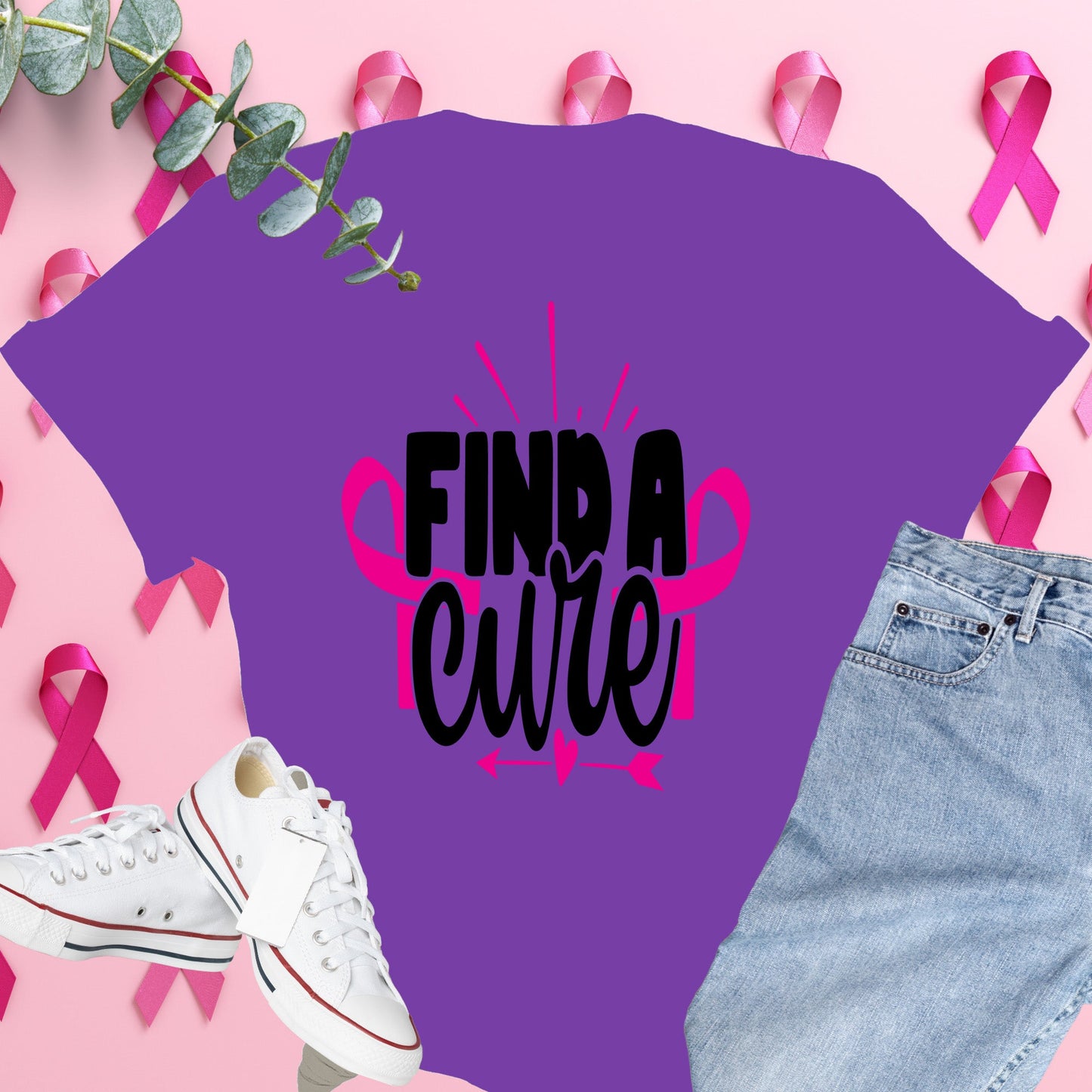  Breast Cancer Awareness Shirt on Comfort Colors® Tee – Pink Ribbon, October Support, Halloween Theme