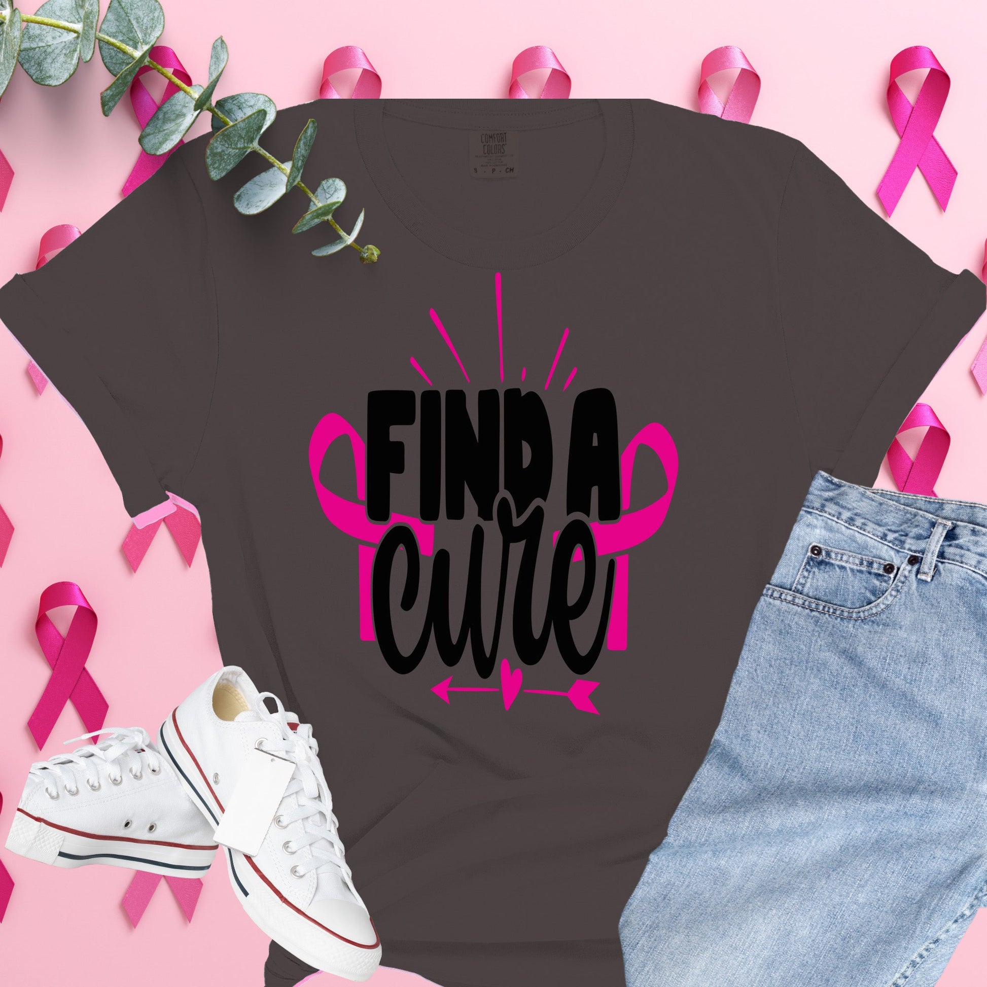  Breast Cancer Awareness Shirt on Comfort Colors® Tee – Pink Ribbon, October Support, Halloween Theme