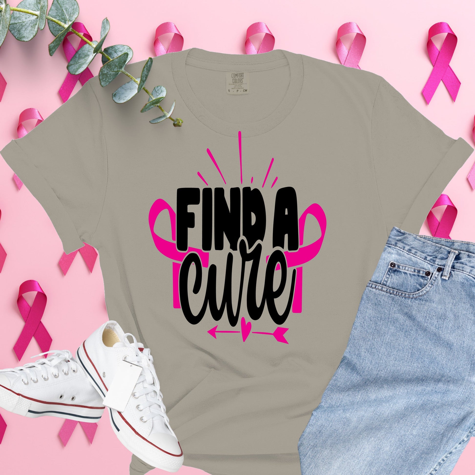  Breast Cancer Awareness Shirt on Comfort Colors® Tee – Pink Ribbon, October Support, Halloween Theme