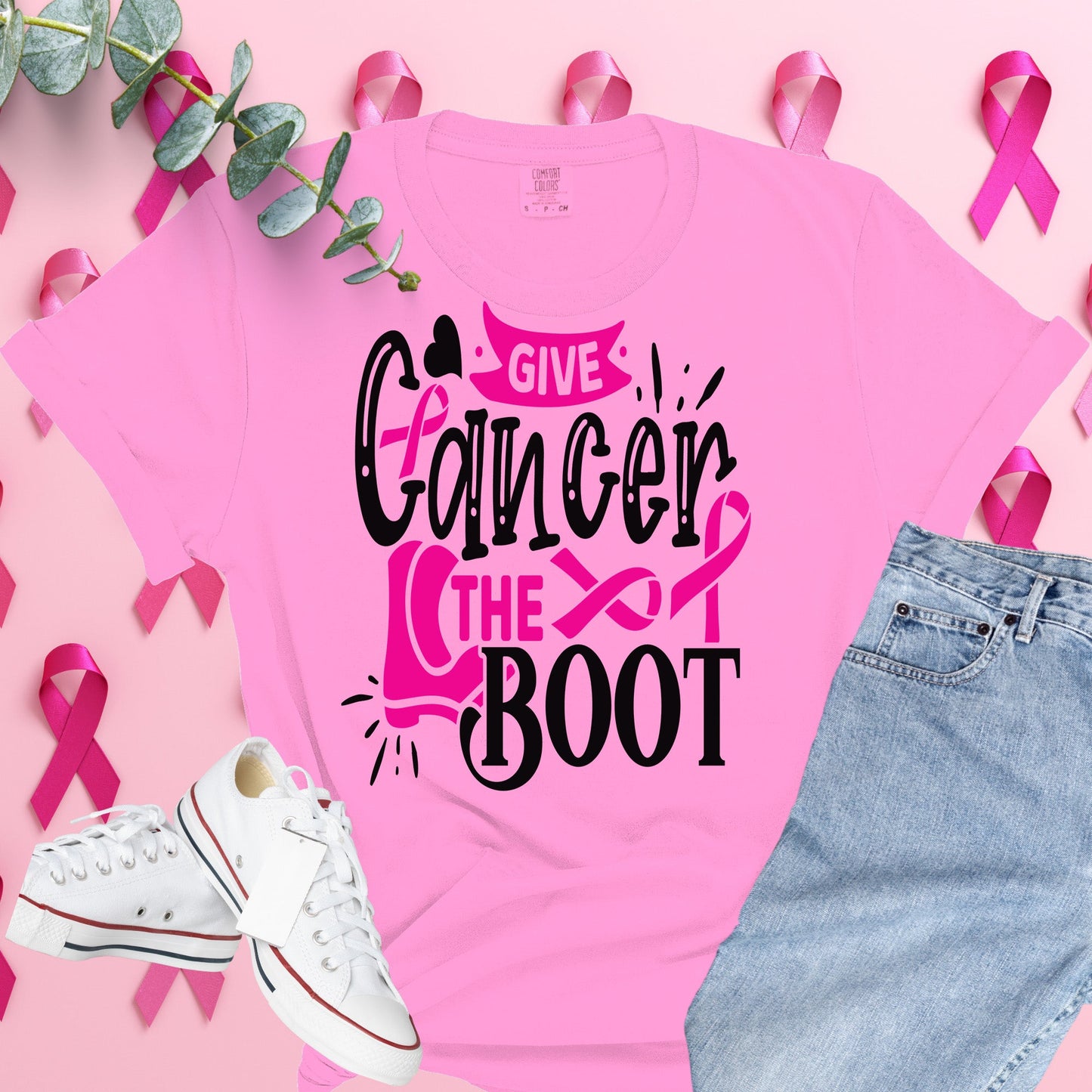  Breast Cancer Awareness Shirt on Comfort Colors® Tee – Pink Ribbon, October Support, Halloween Theme